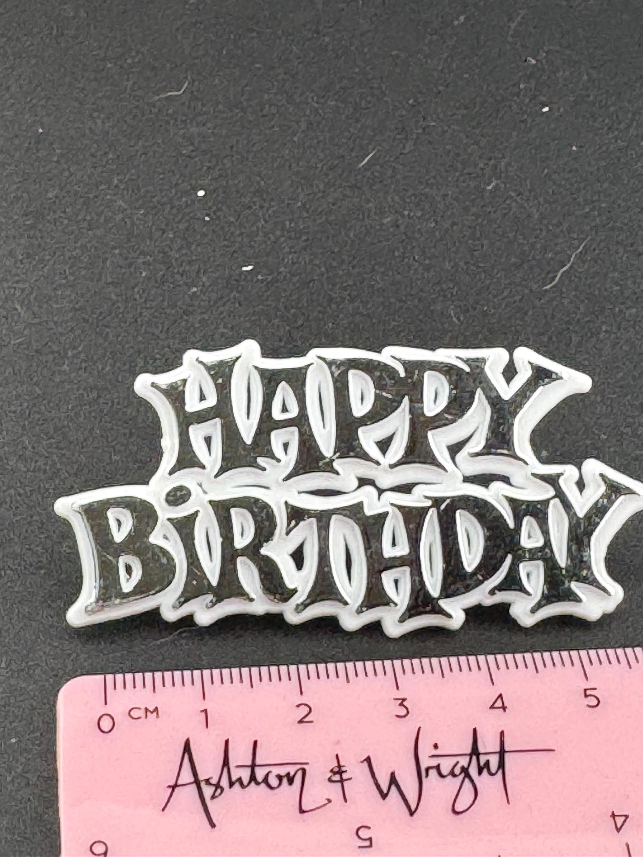 Vintage Happy Birthday Cake Decoration Silver Cake Topper