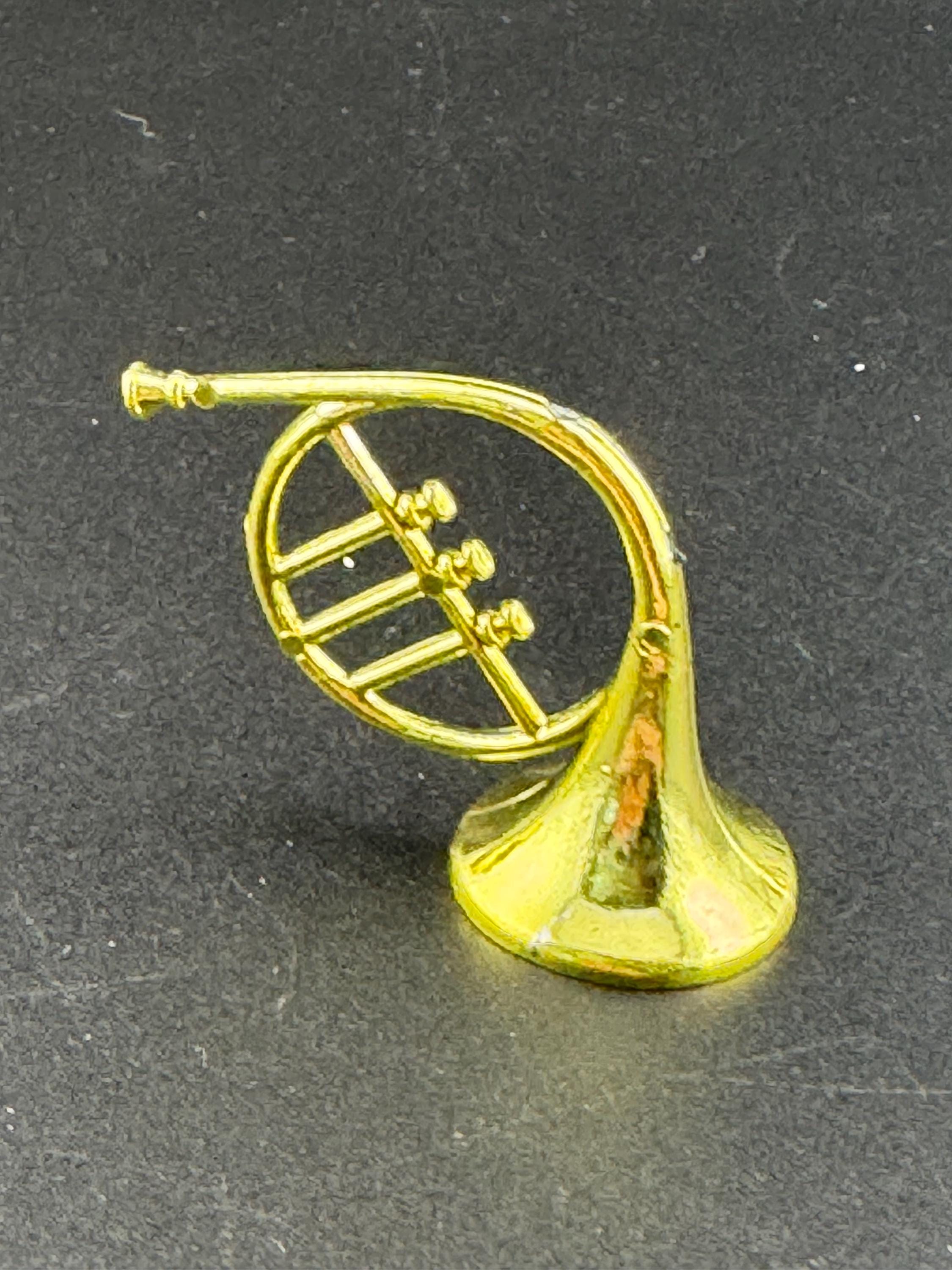 miniature gold FRENCH HORN birthday cake topper musical instruments baking craft decorations
