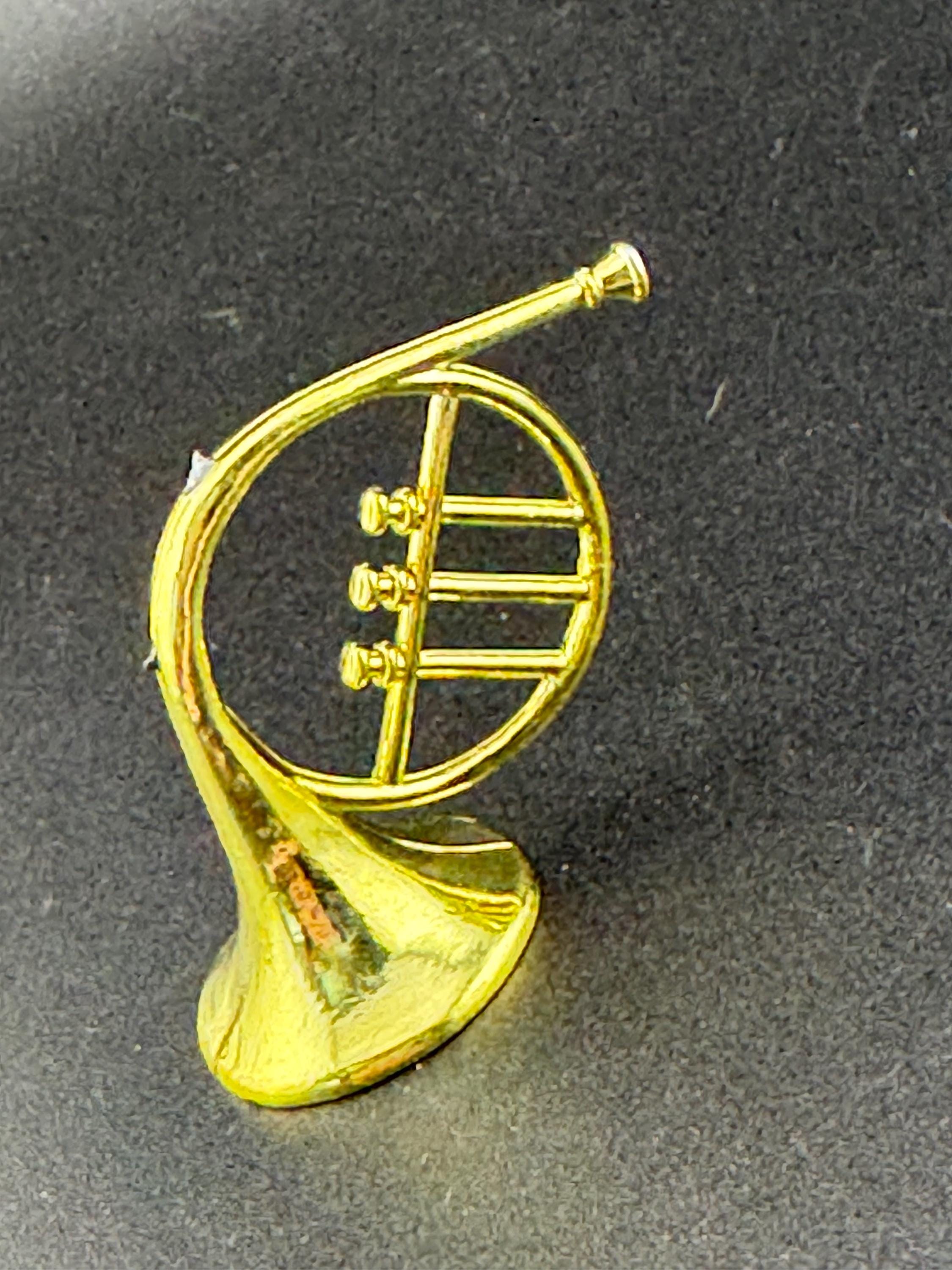 miniature gold FRENCH HORN birthday cake topper musical instruments baking craft decorations