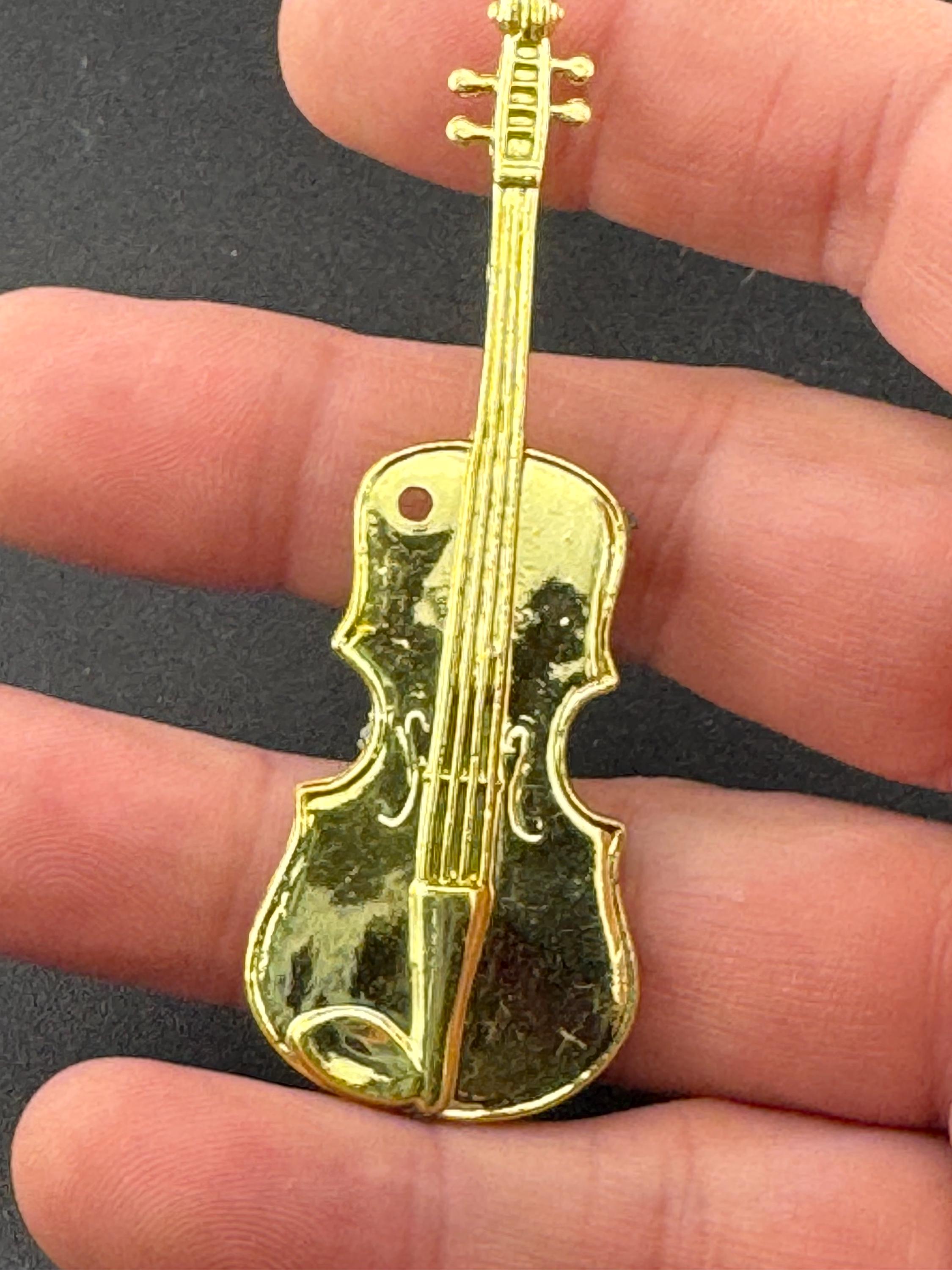 miniature gold violin viola birthday cake topper musical instruments baking craft decorations