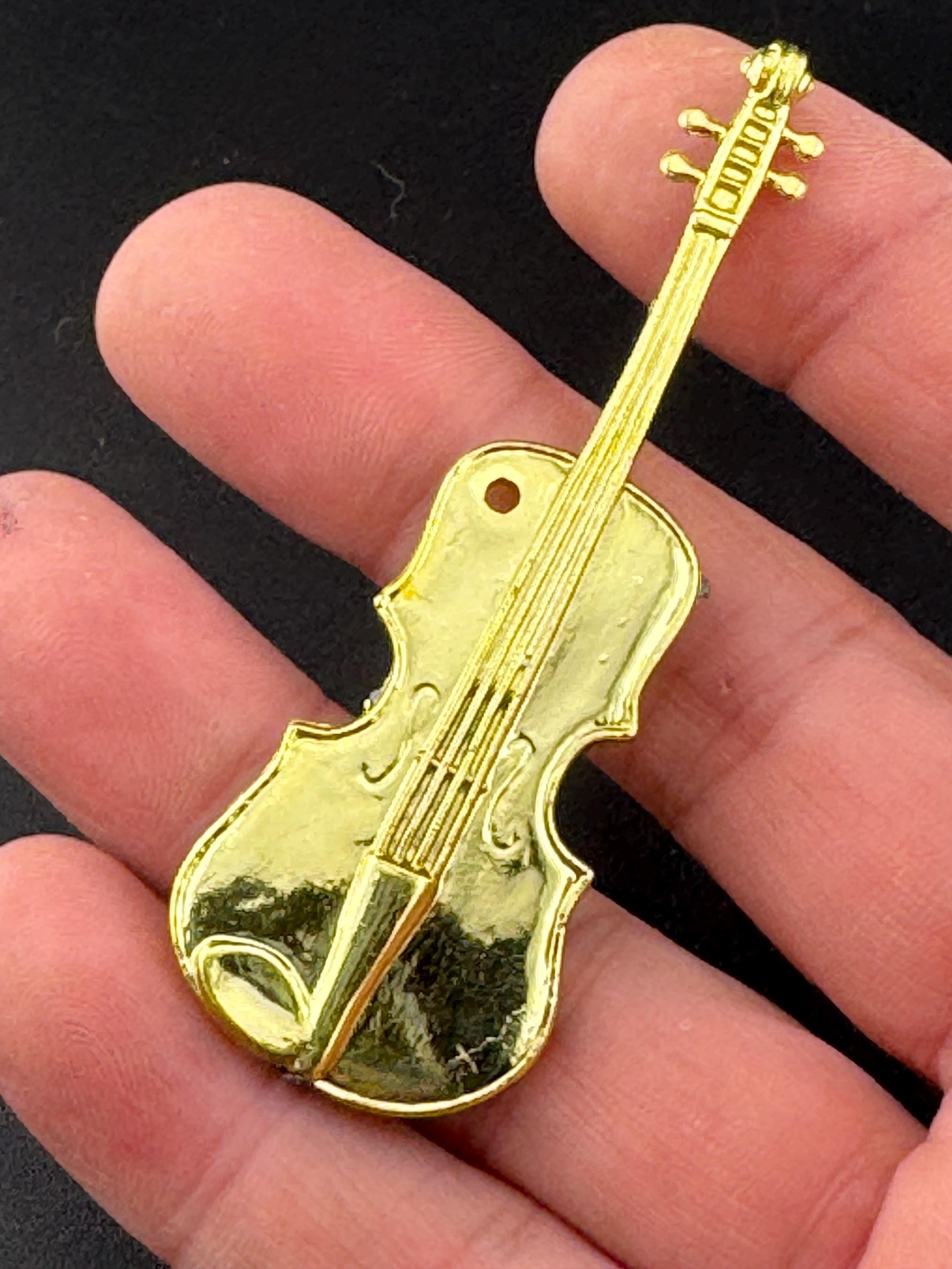miniature gold violin viola birthday cake topper musical instruments baking craft decorations
