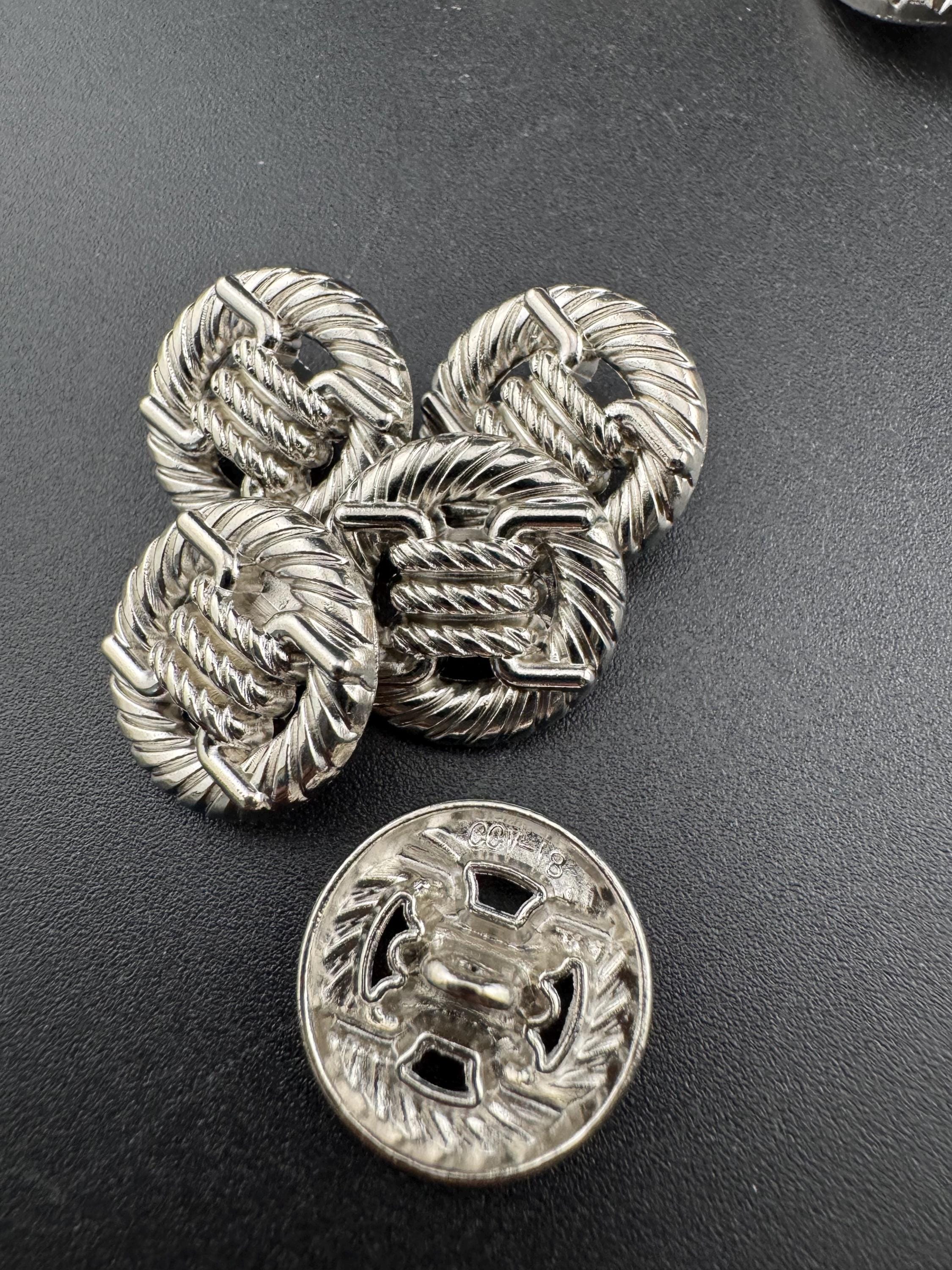 Nautical Rope Buttons - Silver or Gold Tone - Seaside Sewing - 5 Pcs