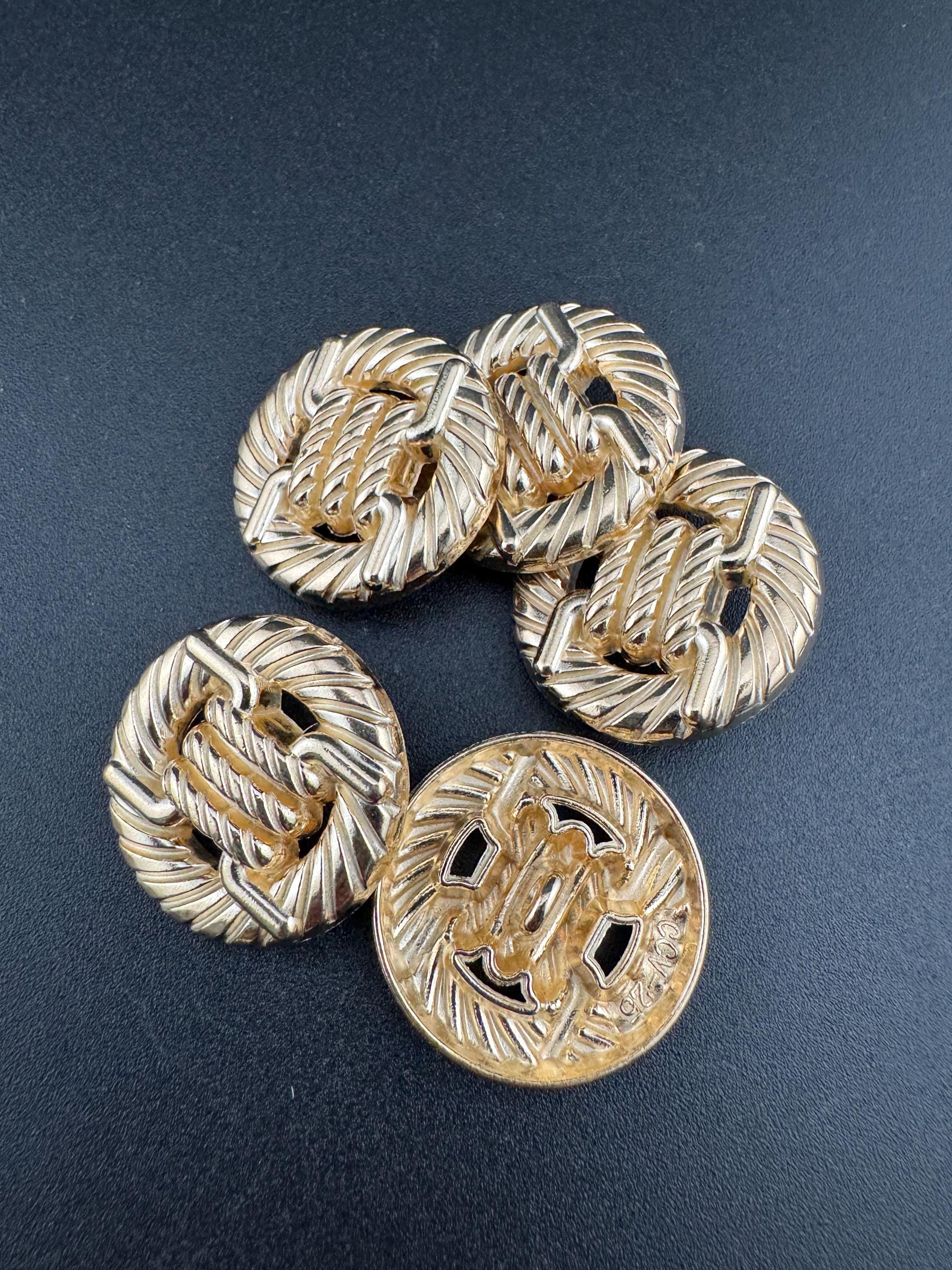 Nautical Rope Buttons - Silver or Gold Tone - Seaside Sewing - 5 Pcs