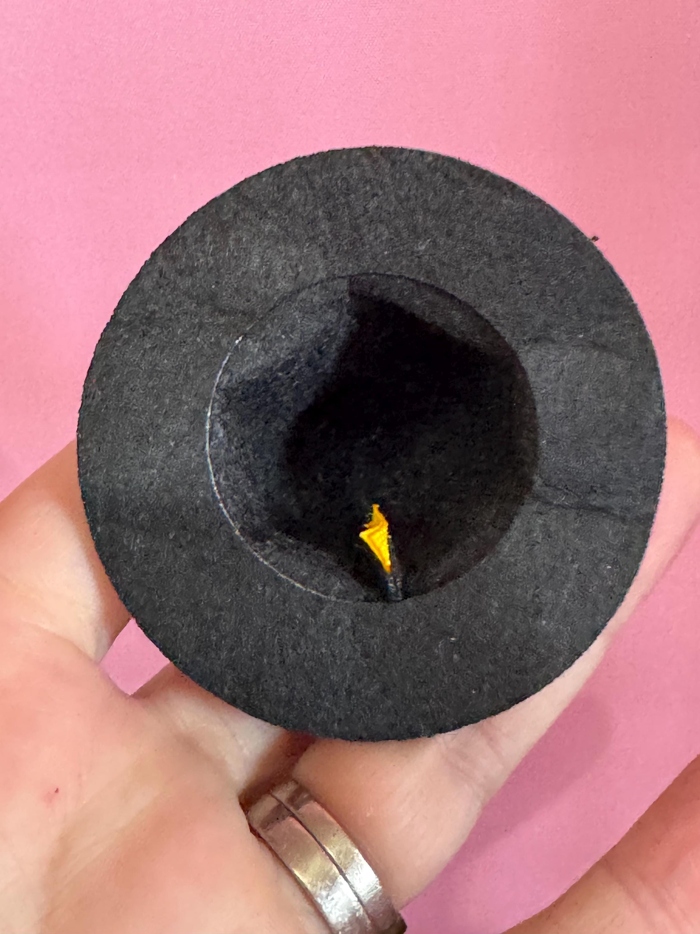 Miniature black felt witches hat Halloween cake topper decoration scenery dolls