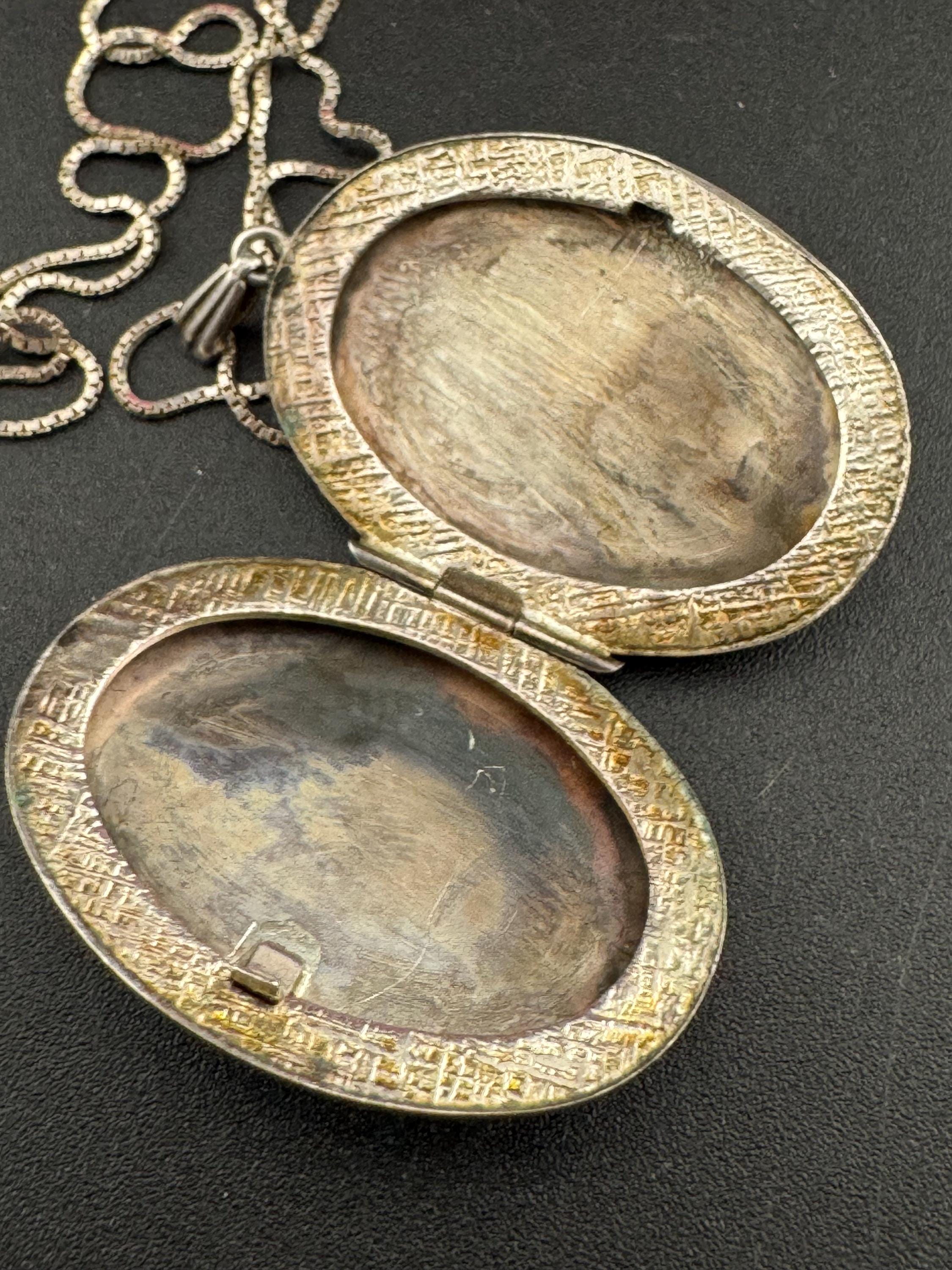 Vintage Engraved Photo Locket: Sterling Silver Keepsake Necklace