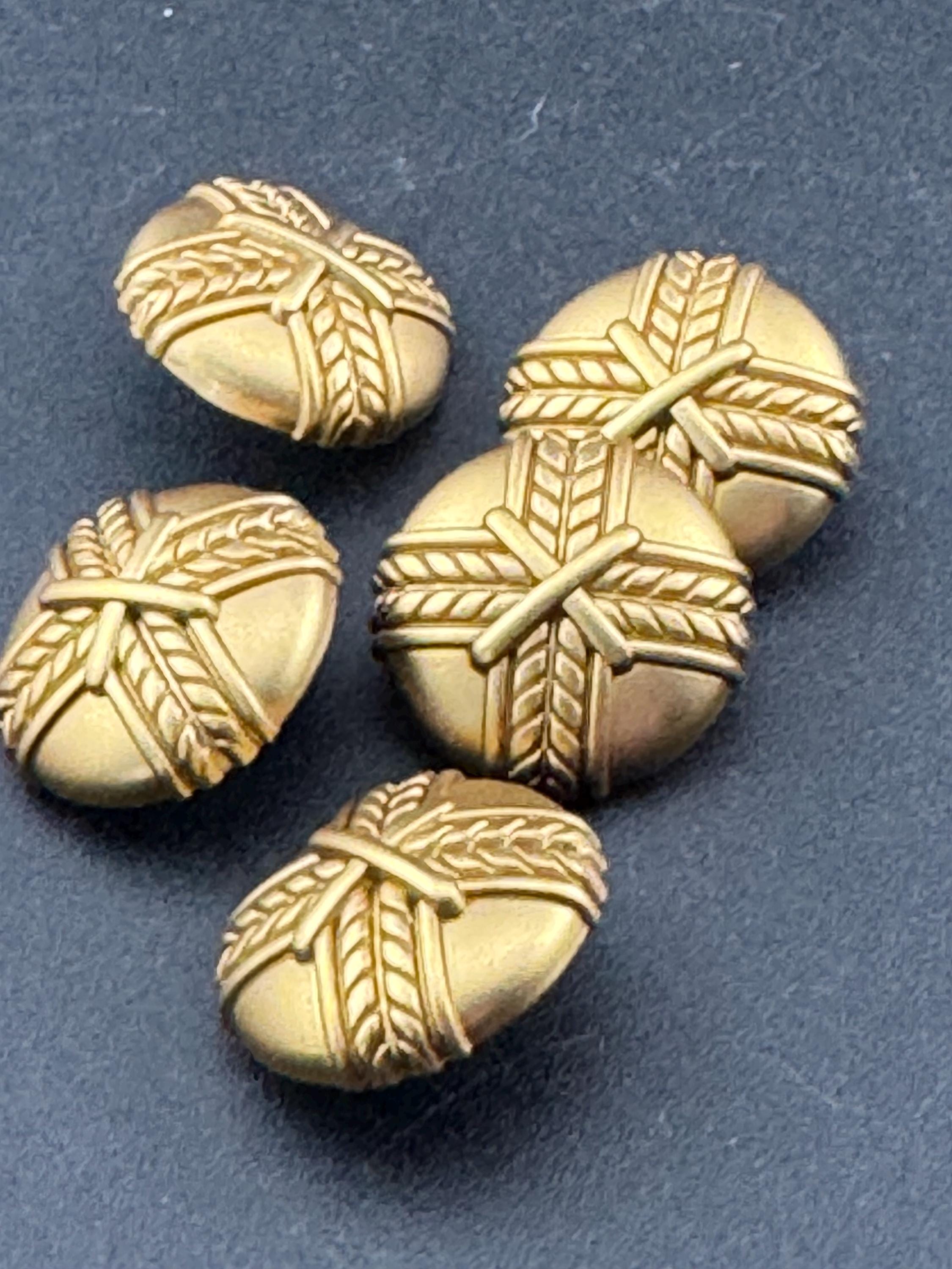 5 Antique Gold Blazer Buttons: 20mm Nautical Rope Design