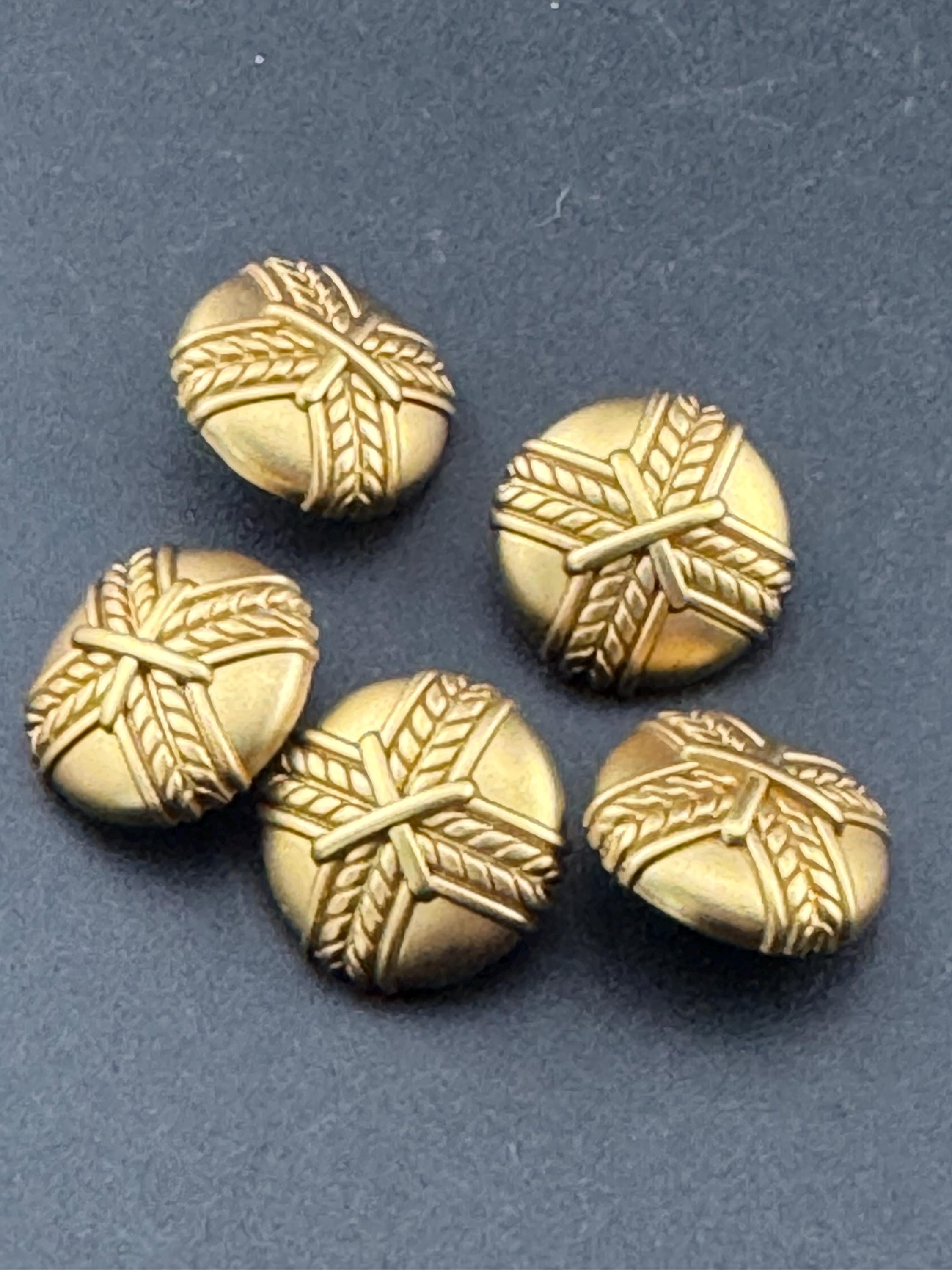5 Antique Gold Blazer Buttons: 20mm Nautical Rope Design