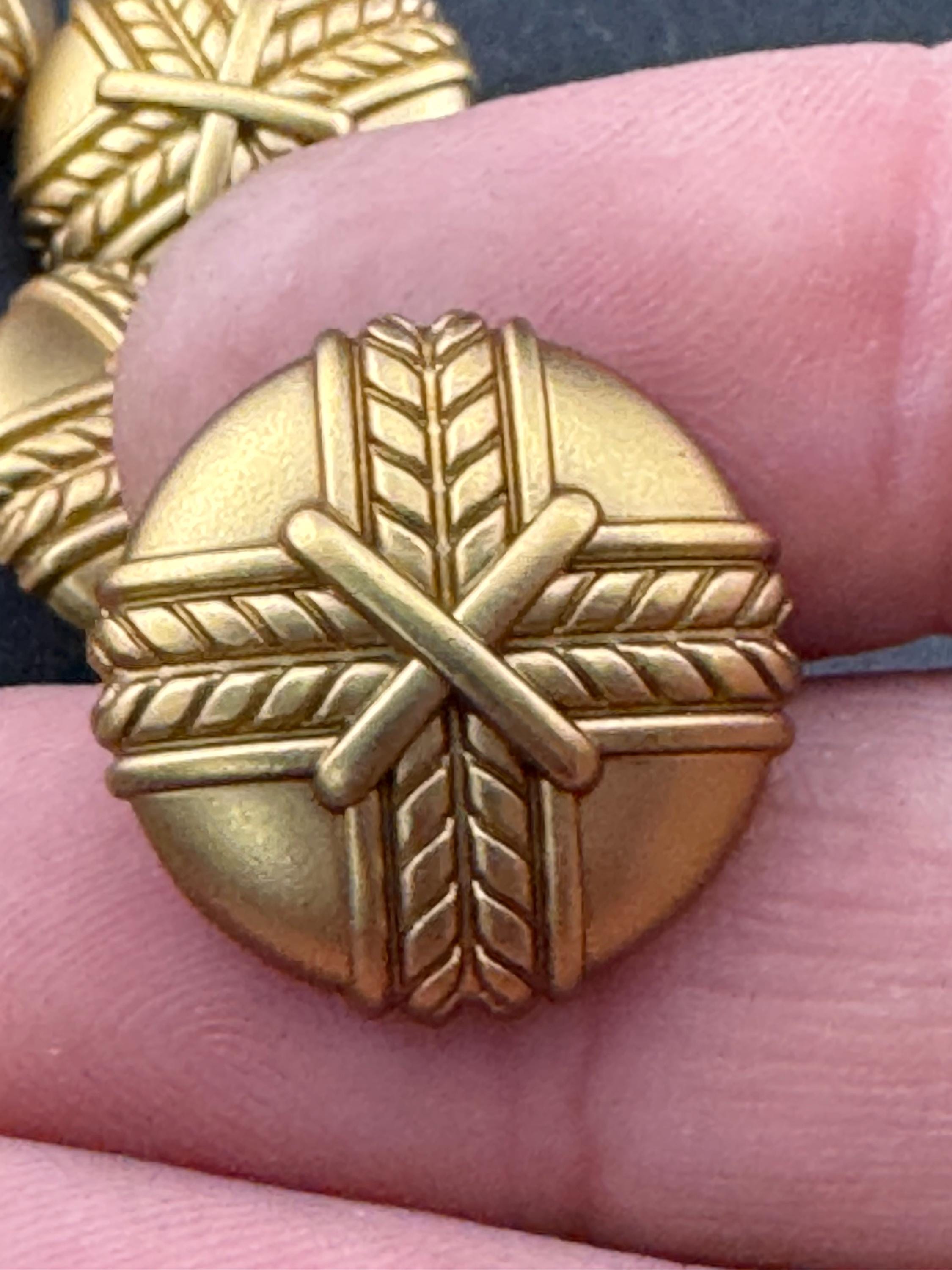 5 Antique Gold Blazer Buttons: 20mm Nautical Rope Design