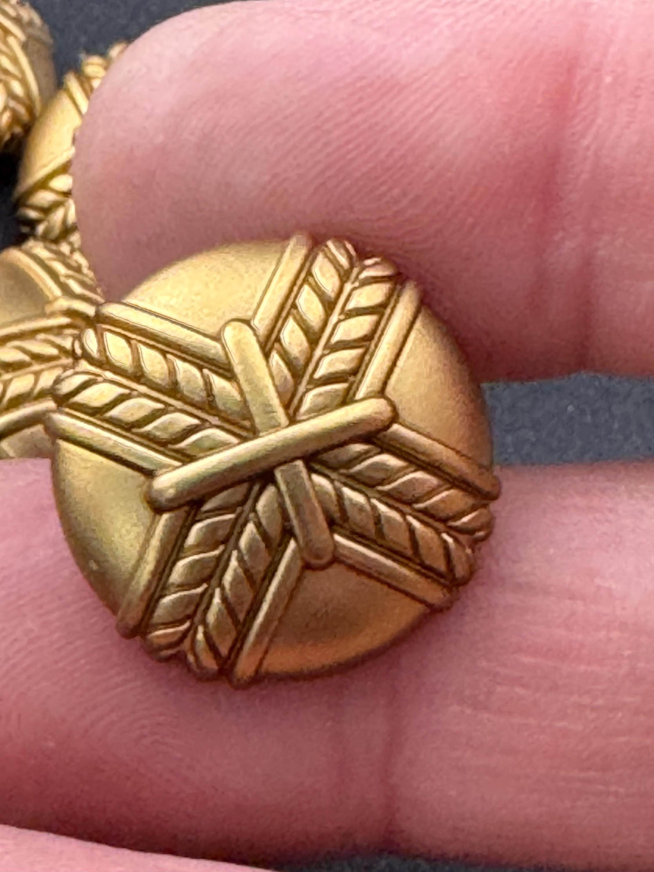 5 Antique Gold Blazer Buttons: 20mm Nautical Rope Design