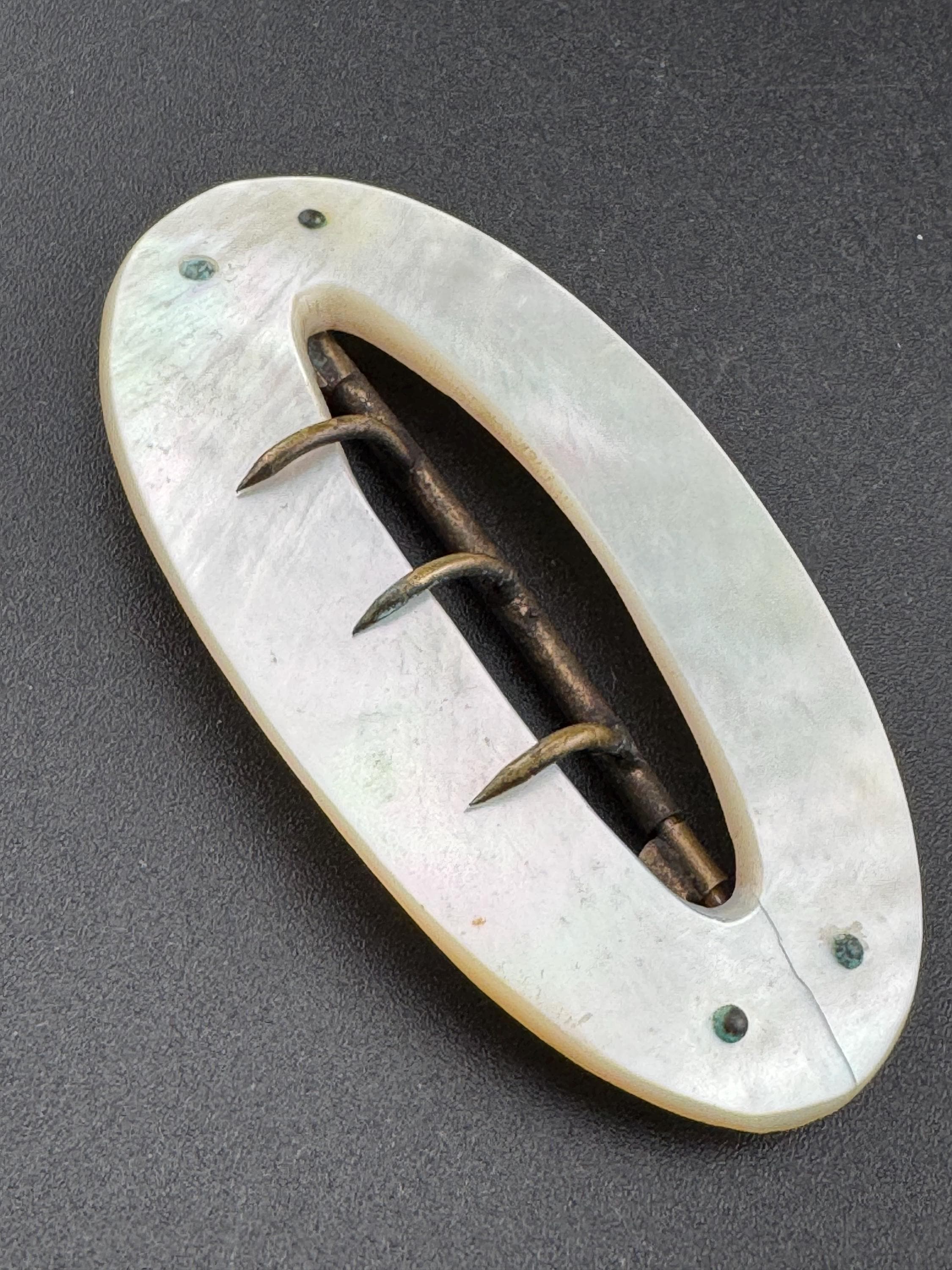 Large oval mother of Pearl antique shell shoe Belt Buckle Victorian