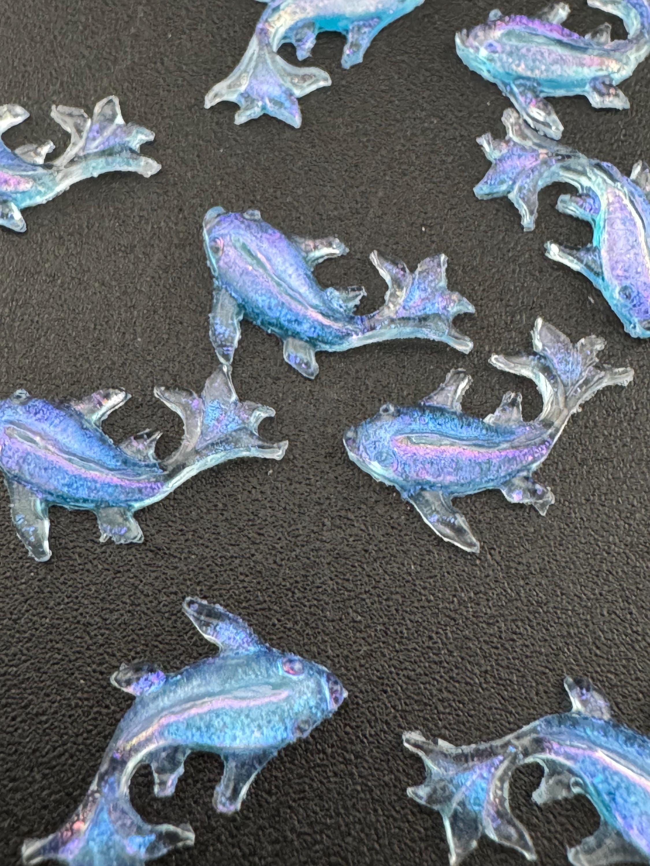 10 x 1.5cm miniature plastic blue fish pond seaside cake toppers cake decoration