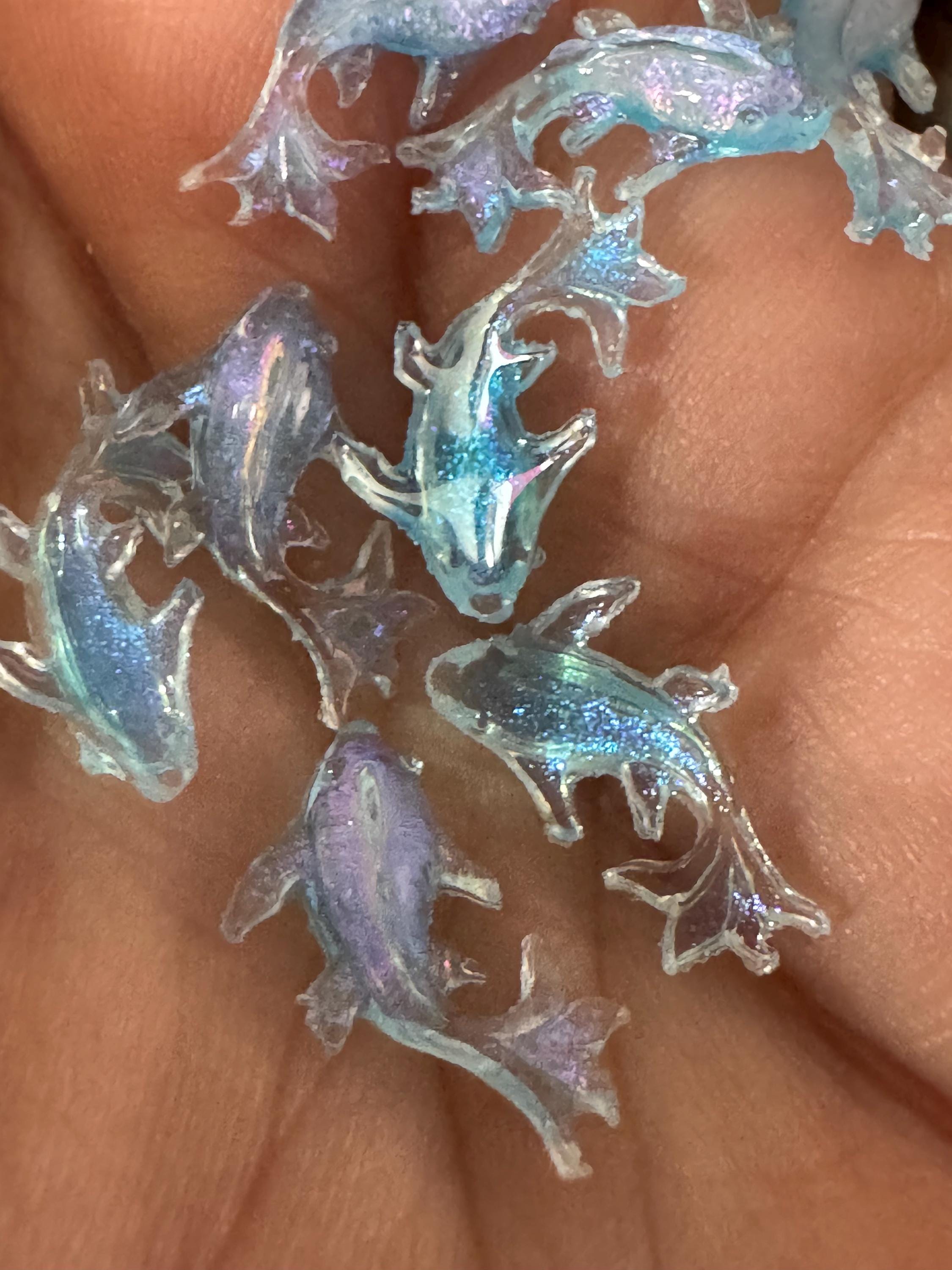 10 x 1.5cm miniature plastic blue fish pond seaside cake toppers cake decoration