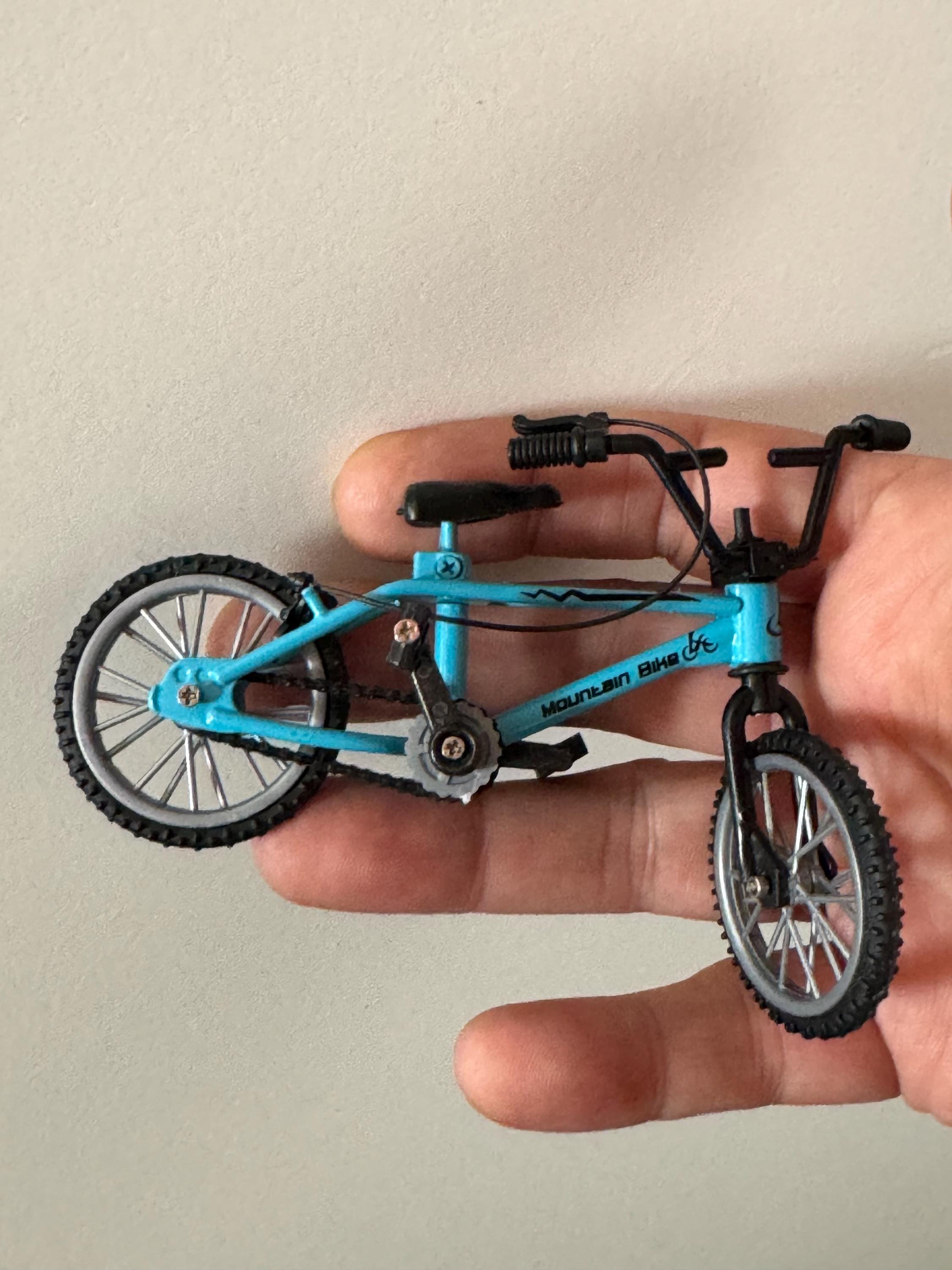 Miniature plastic BLUE mountain bike BMX cake topper decoration