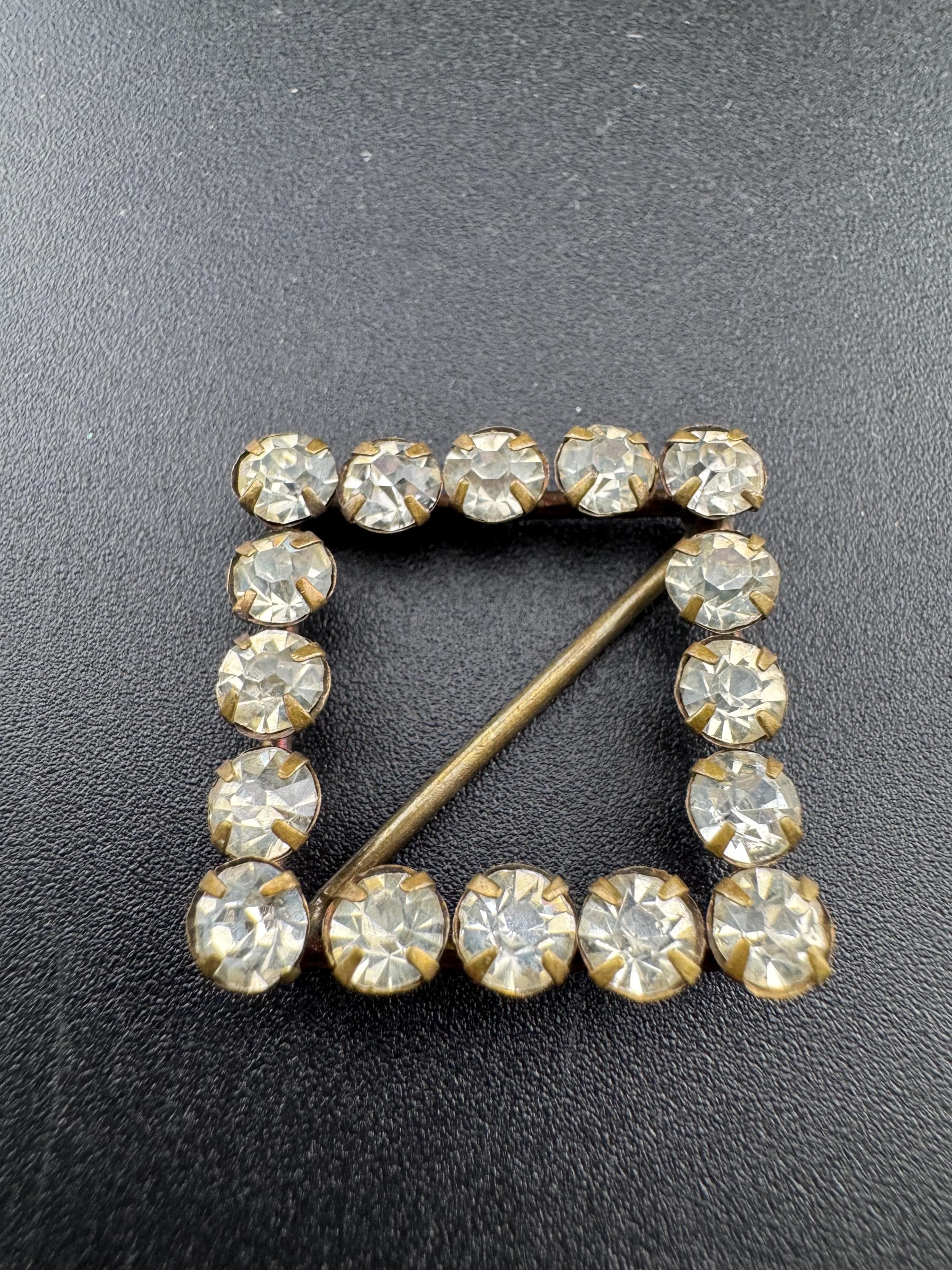 As found small Antique Victorian Rhinestone Glass Paste belt Buckle Adornment