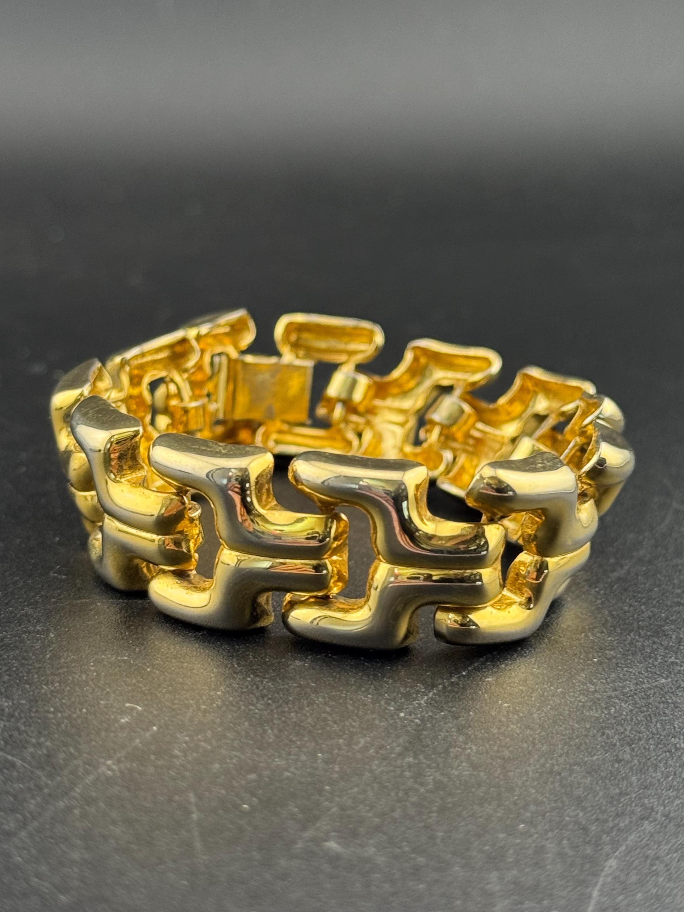 Retro 1980s Gold Tone Panther Link Bracelet (17cm)