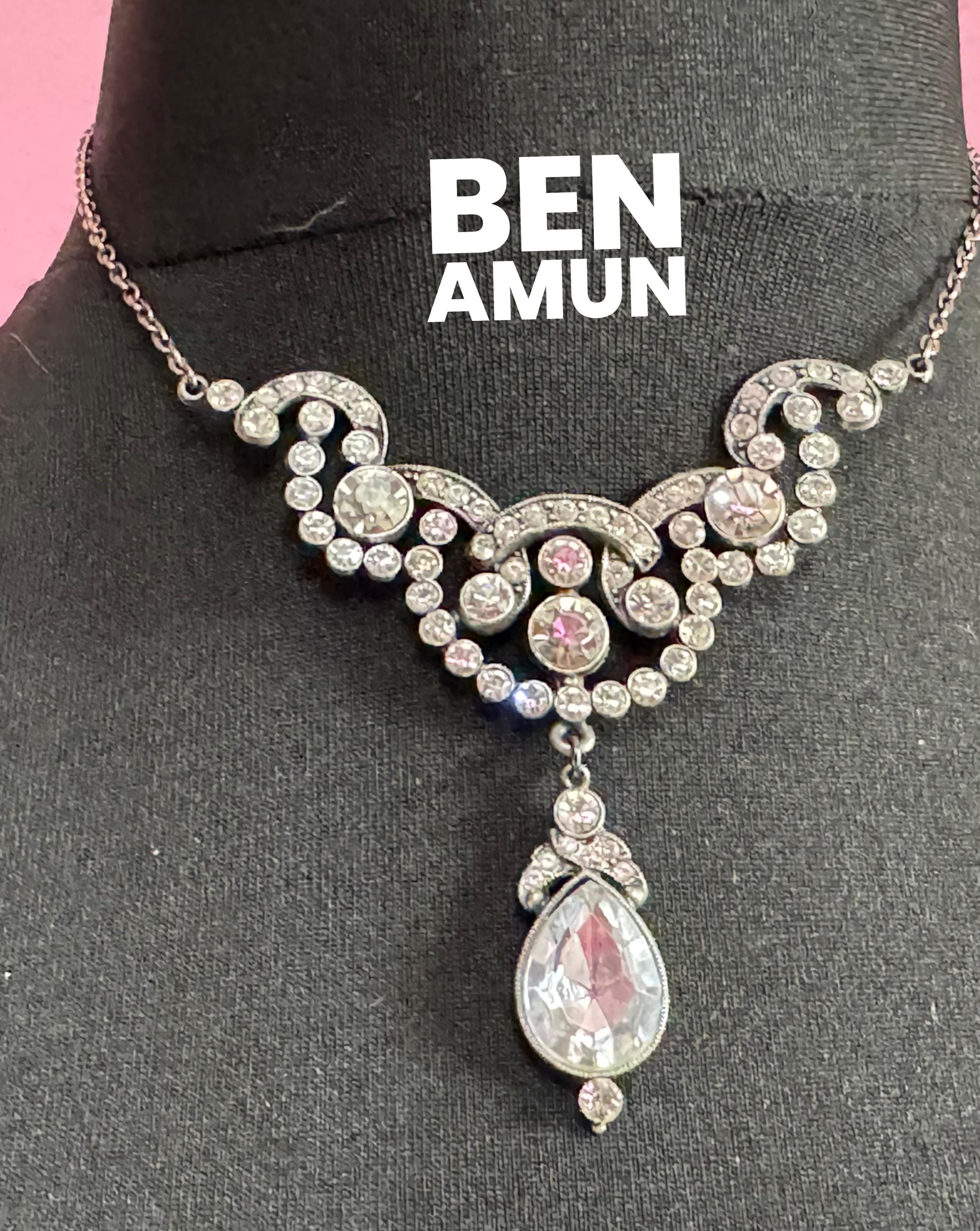 Ben-Amun Victorian Diamanté Drop Necklace - Petite Fit