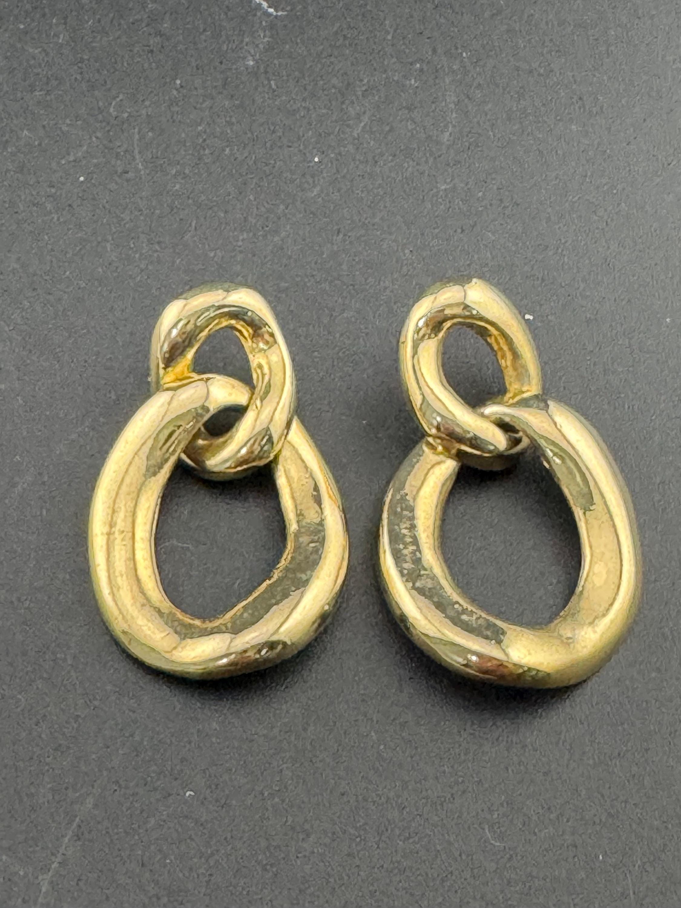Vintage 1980s Gold Tone Door Knocker Earrings pierced