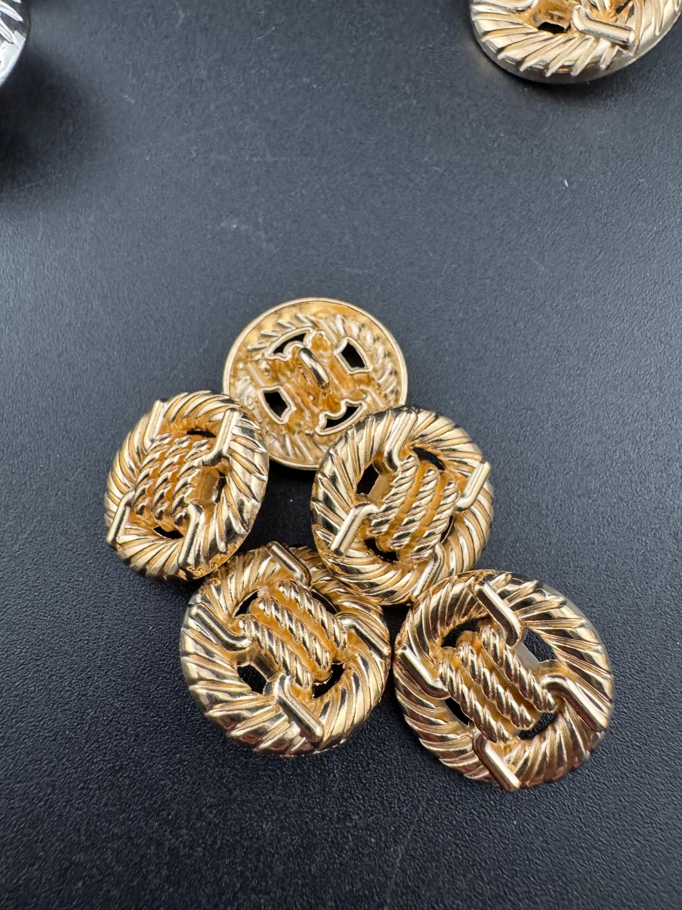 Nautical Rope Buttons - Silver or Gold Tone - Seaside Sewing - 5 Pcs