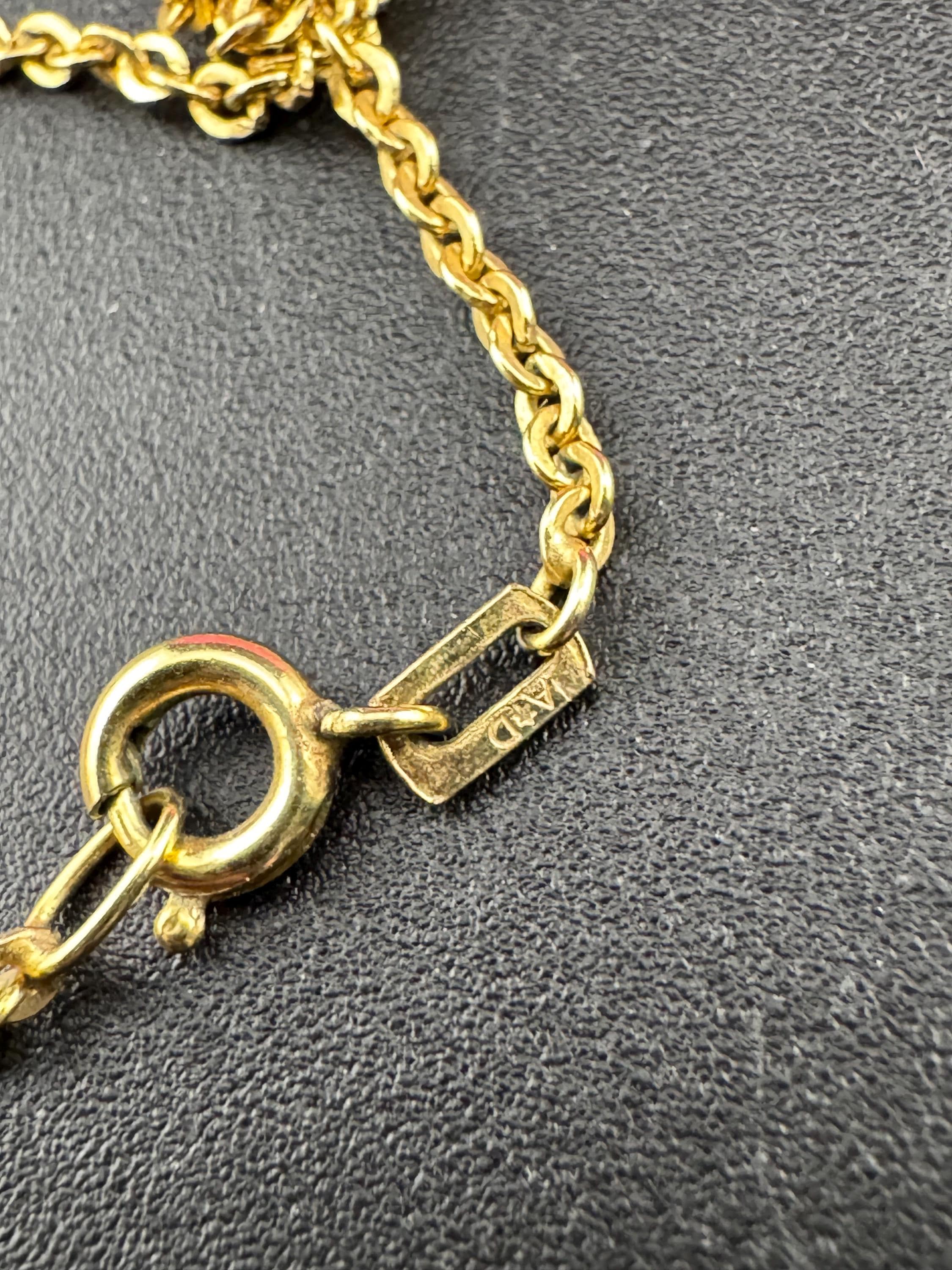 Vintage small heart 9ct gold front and back photo Locket with engraved design, stamped on a rolled gold Andreas daub 48cm chain