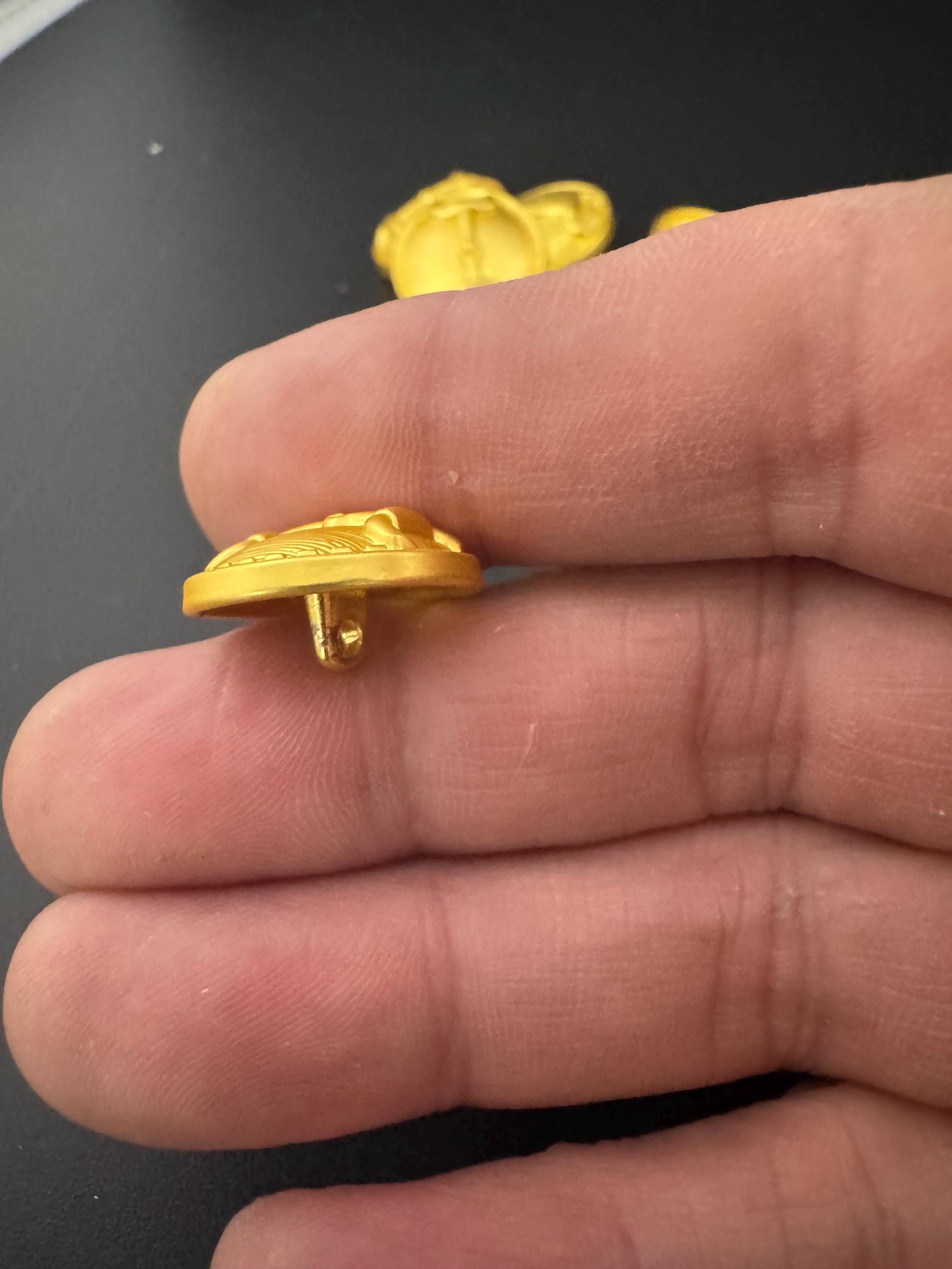 18mm Gold metal snaffle horse bit buttons, domed Set of 5