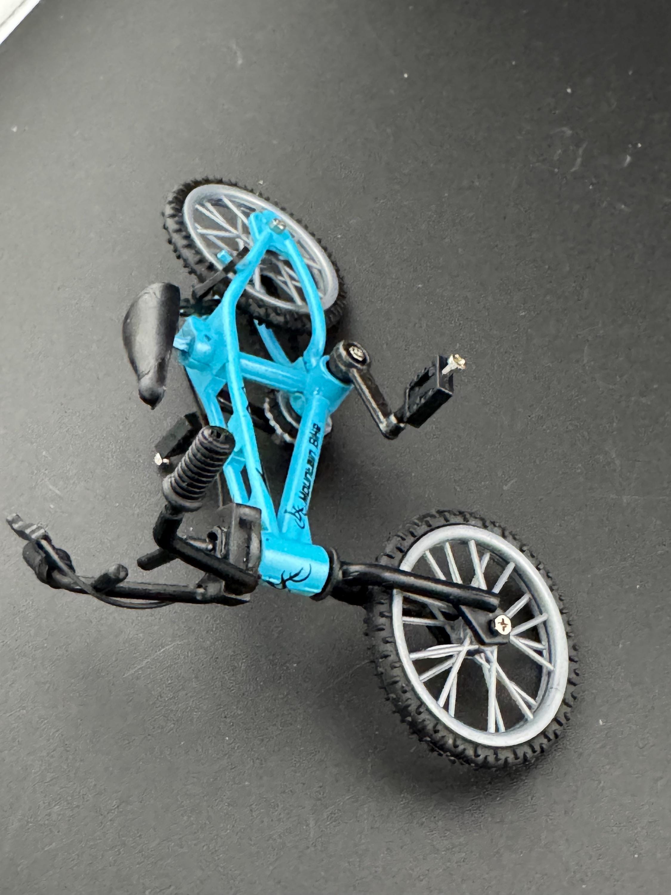 Miniature plastic BLUE mountain bike BMX cake topper decoration