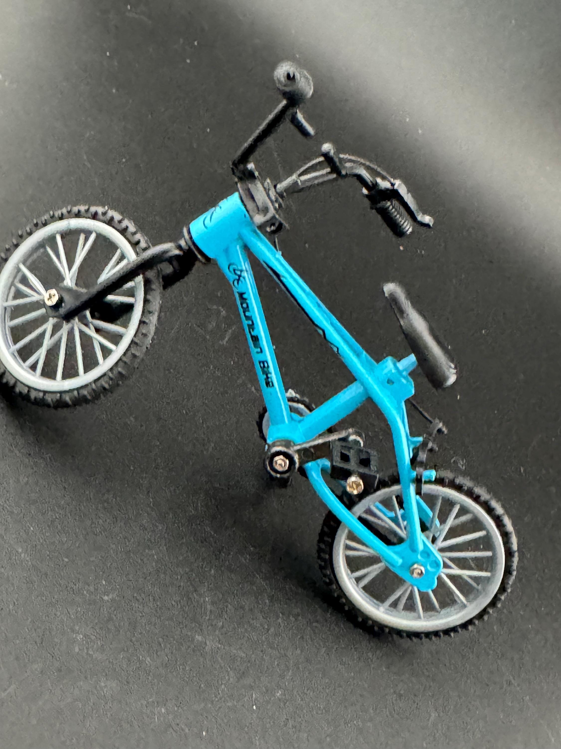 Miniature plastic BLUE mountain bike BMX cake topper decoration