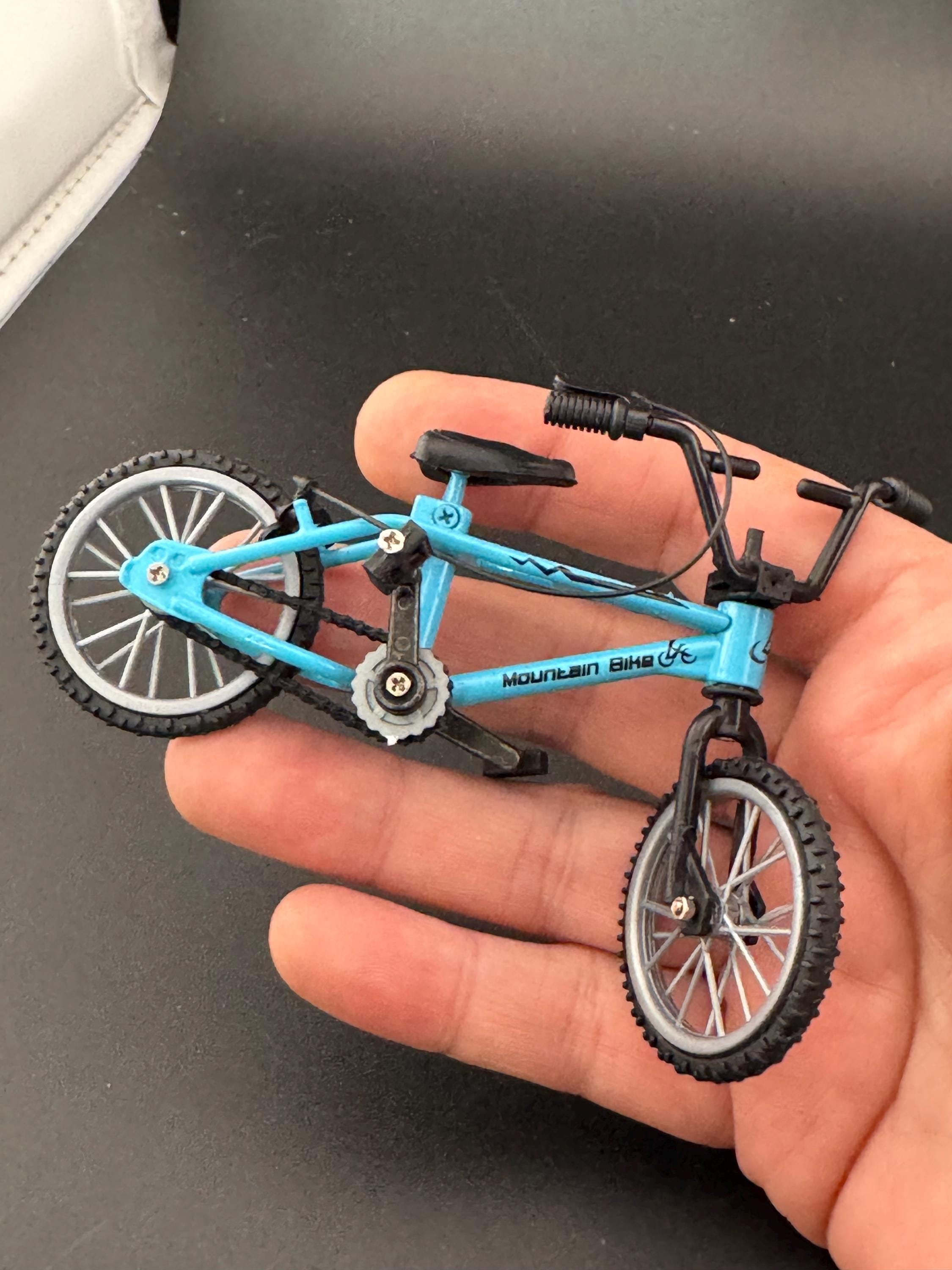Miniature plastic BLUE mountain bike BMX cake topper decoration