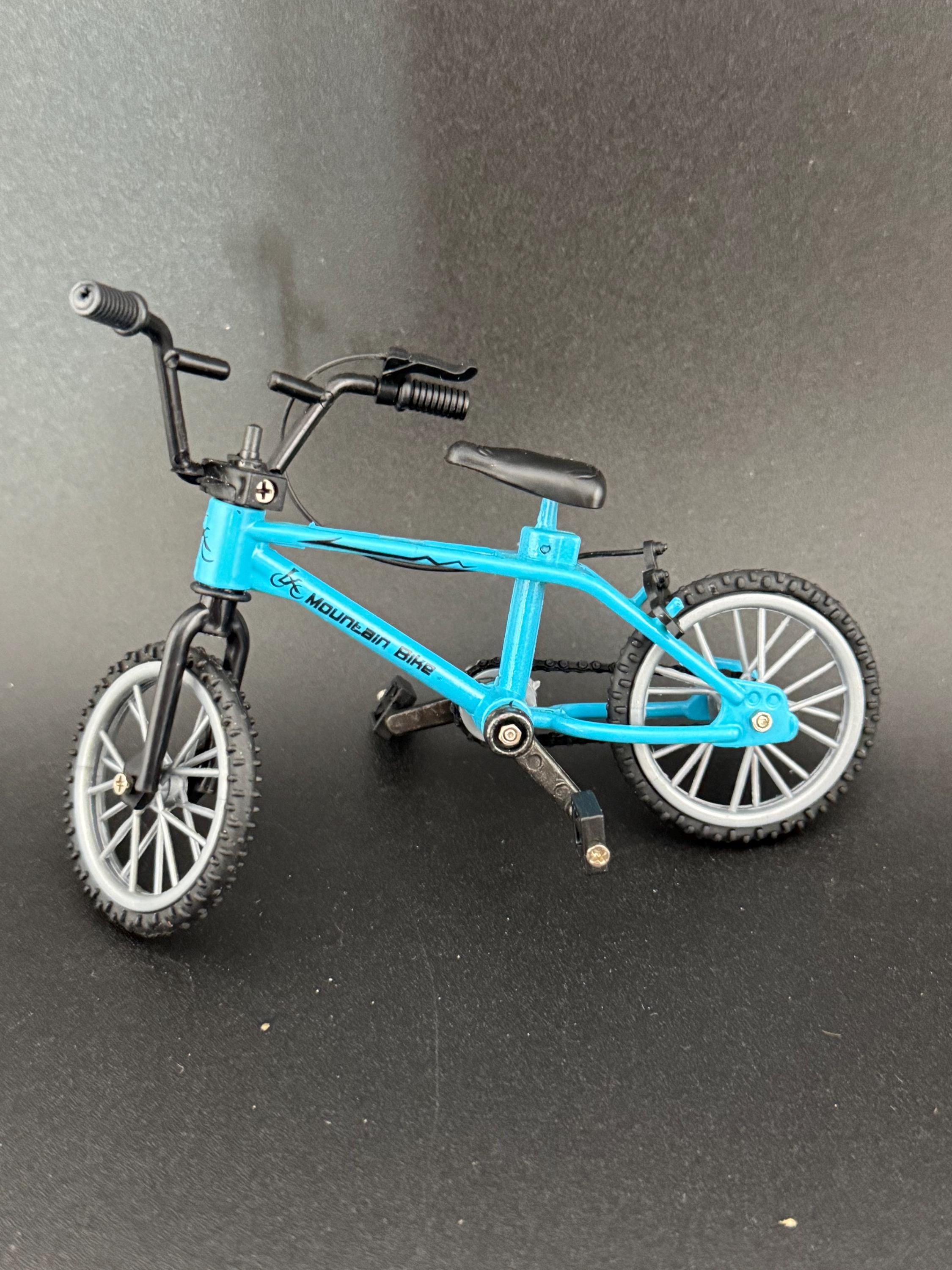 Miniature plastic BLUE mountain bike BMX cake topper decoration