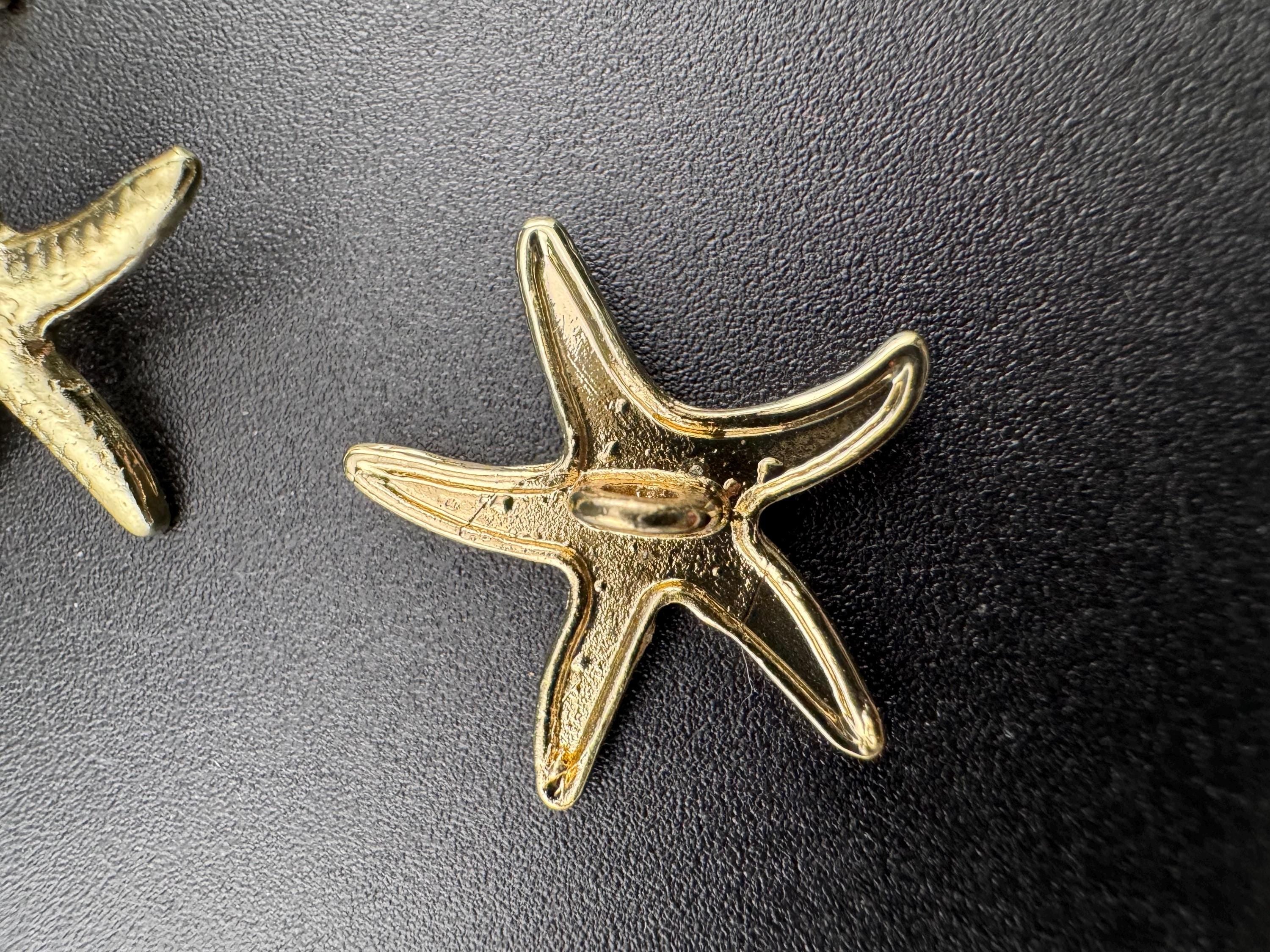Pack of 6 pieces 20mm gold tone starfish buttons with metal shank nautical style
