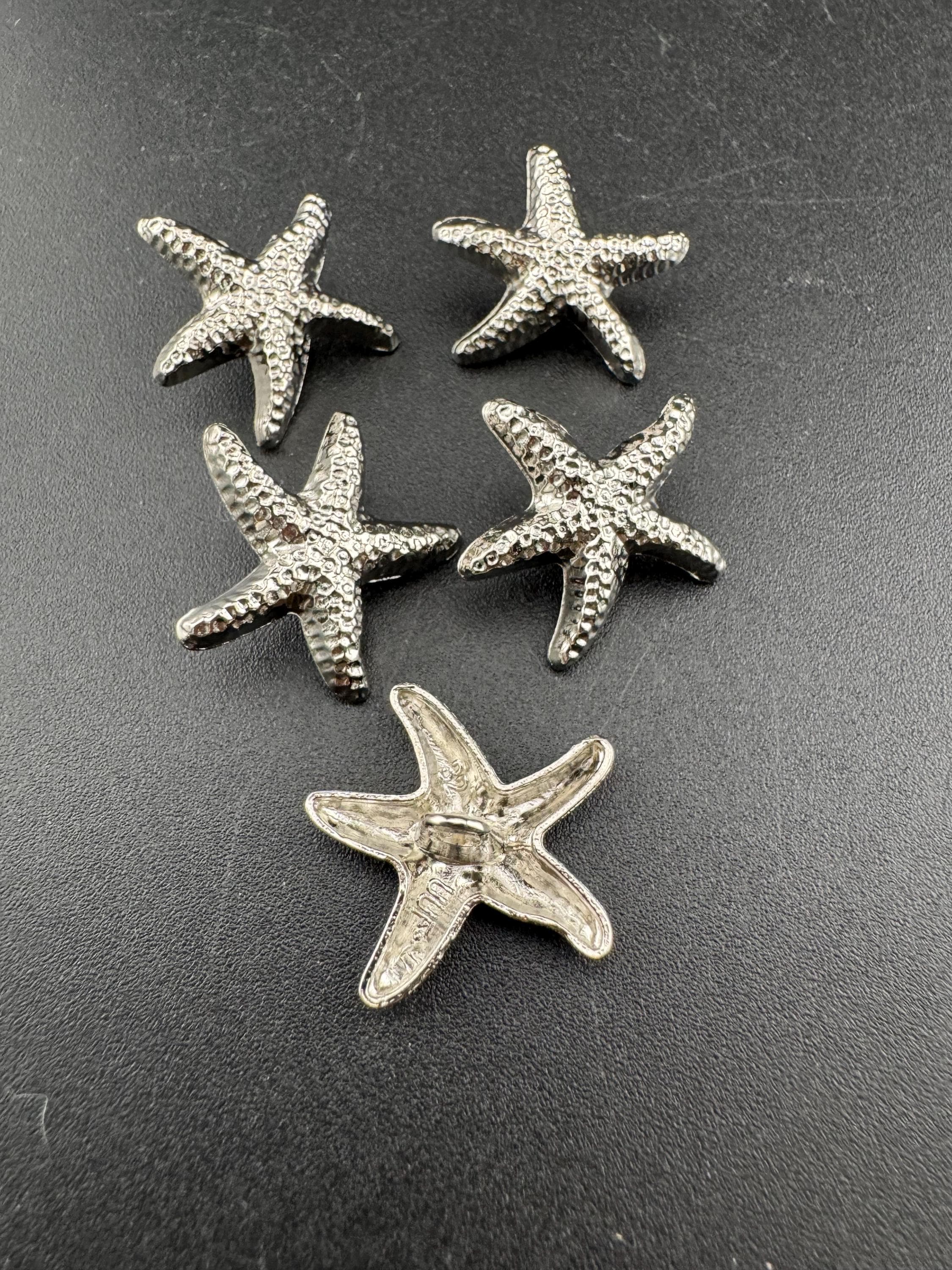 Starfish buttons Pack of 5 pieces 20mm with metal shank nautical style