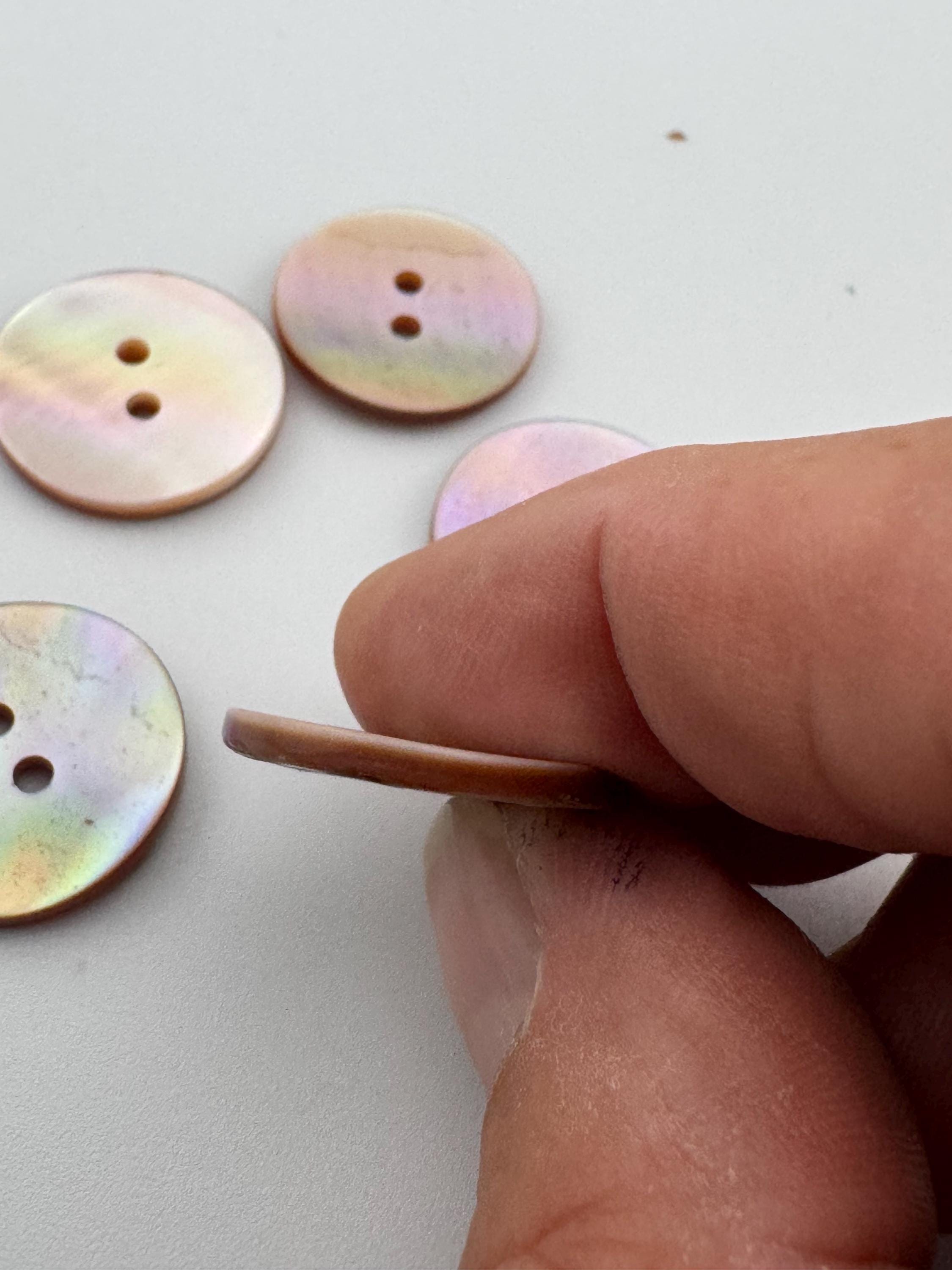 Pink Mother of Pearl Buttons: 20mm Round MOP, Set of 5