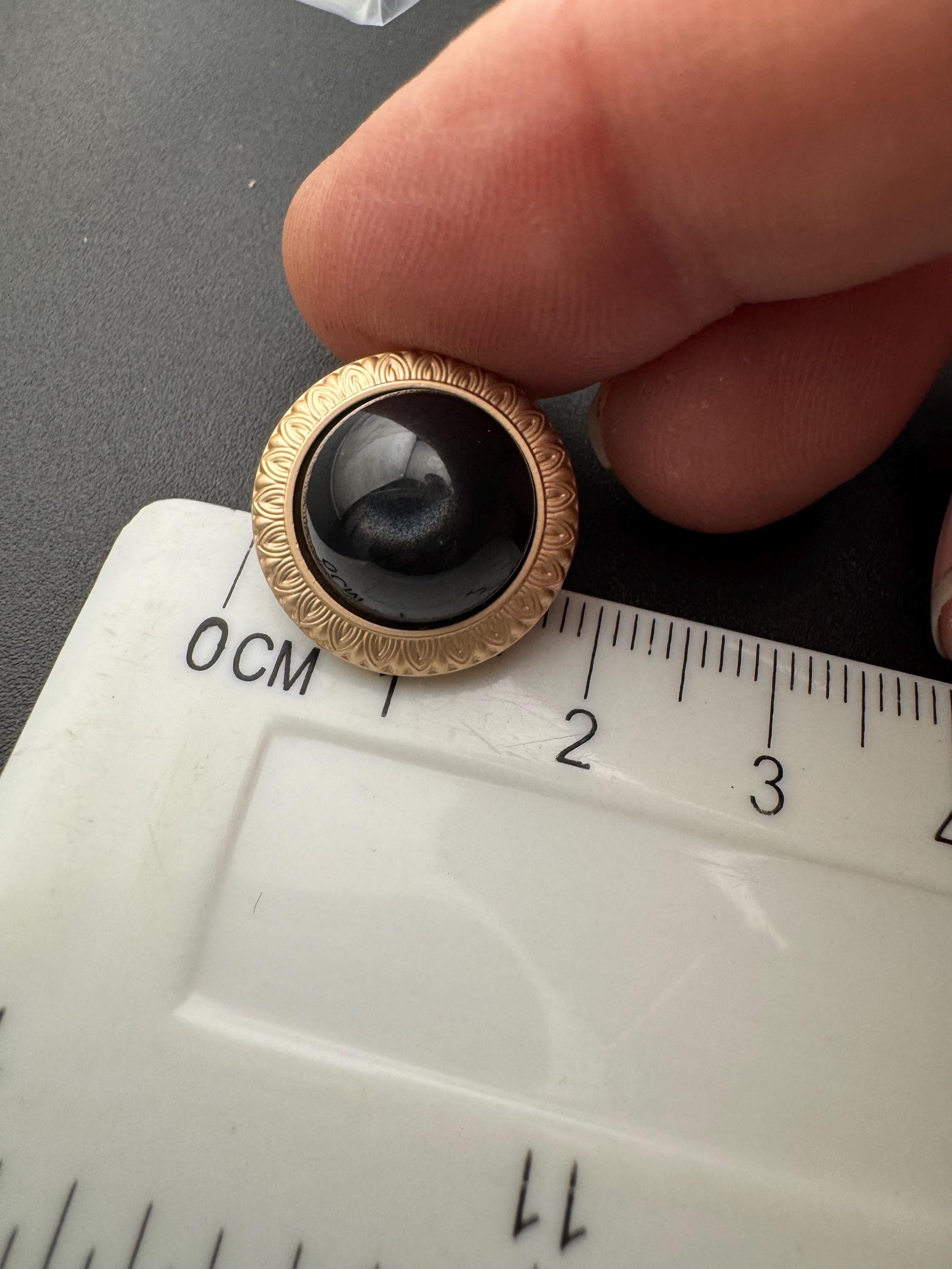 5 Black Acrylic Buttons: Gold Metal Shank, 18mm/25mm