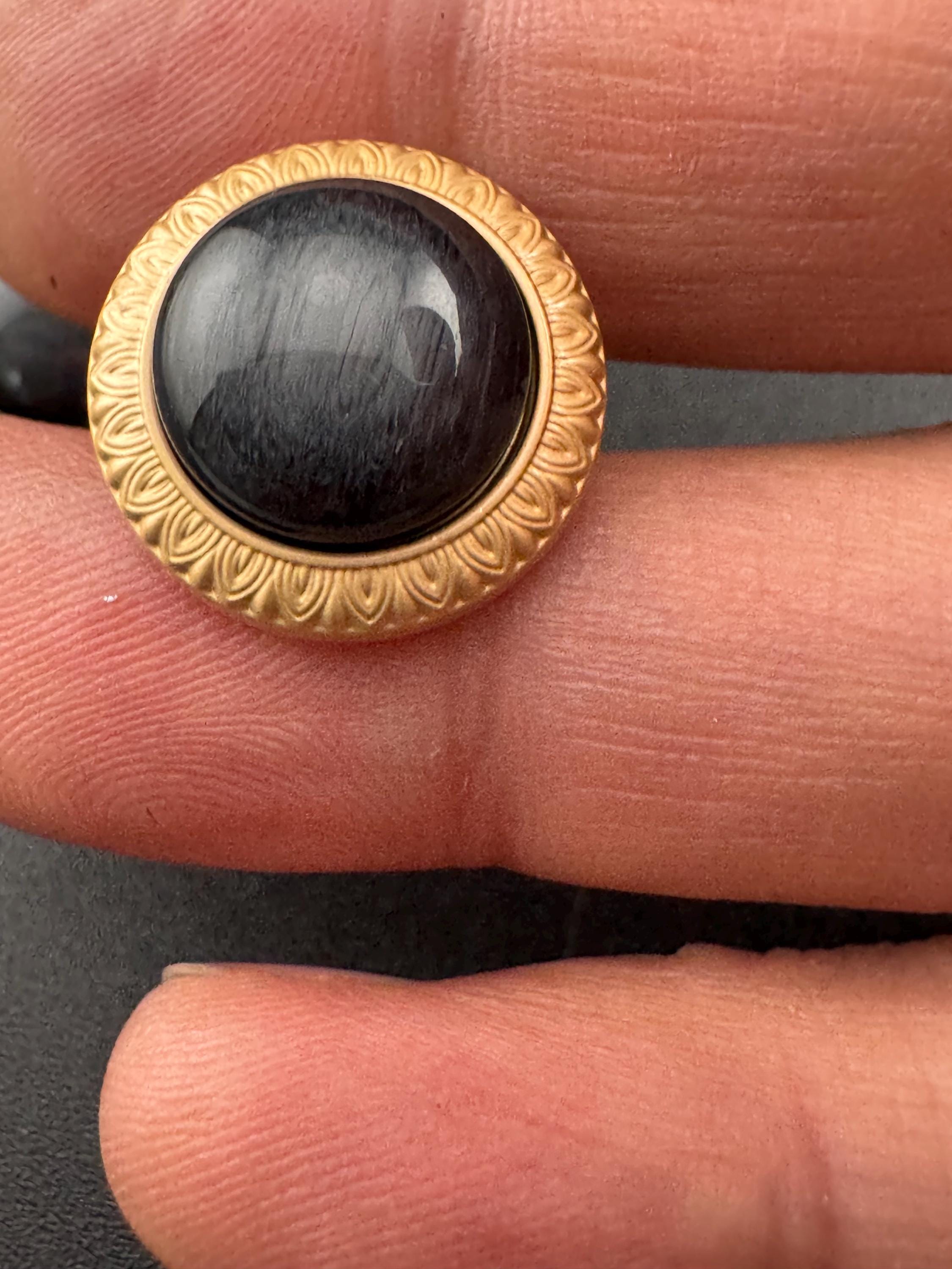 5 Dark Slate Grey Buttons: Gold Metal Shank, Acrylic Domed (18mm/25mm)