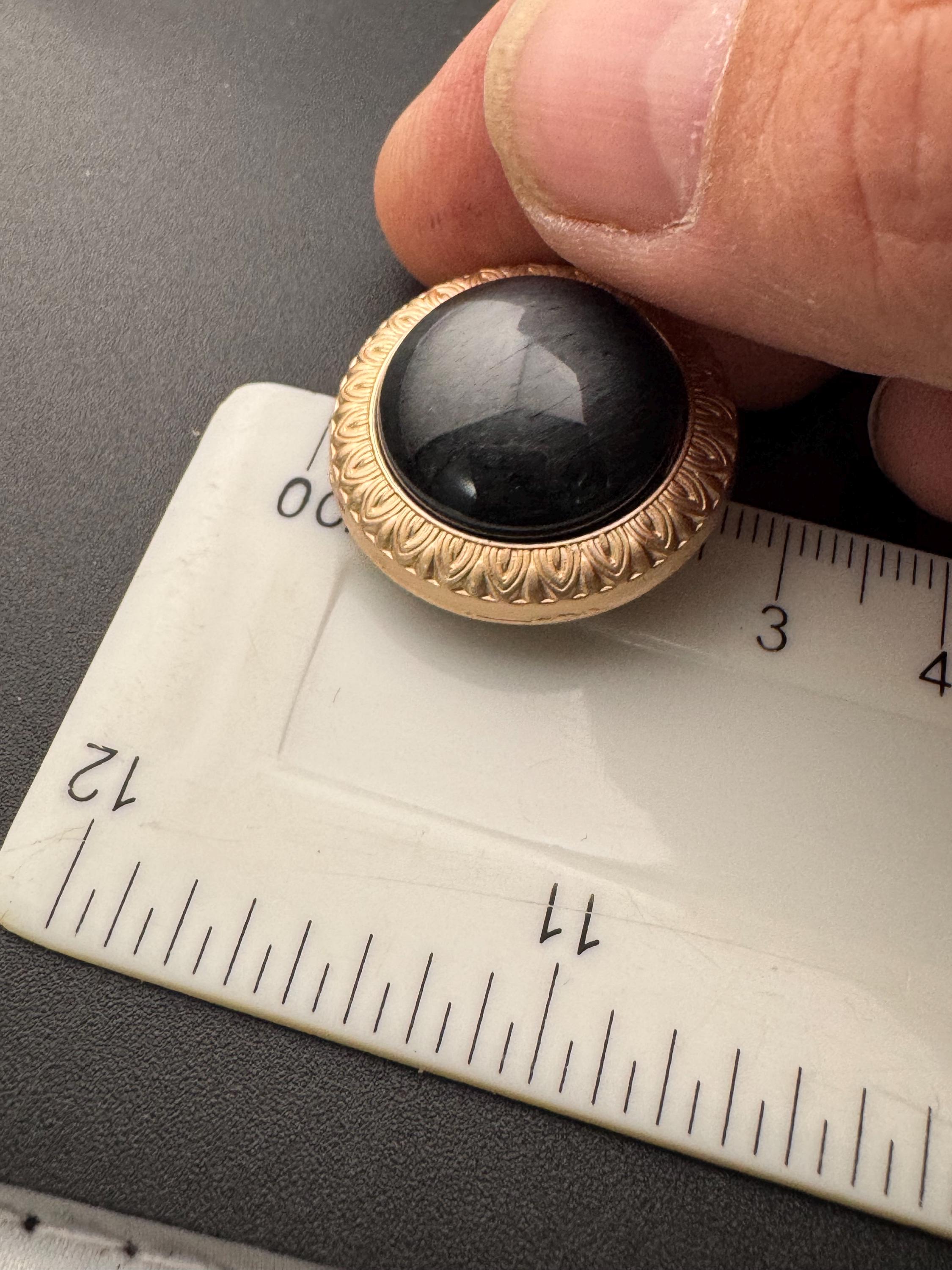 5 Dark Slate Grey Buttons: Gold Metal Shank, Acrylic Domed (18mm/25mm)