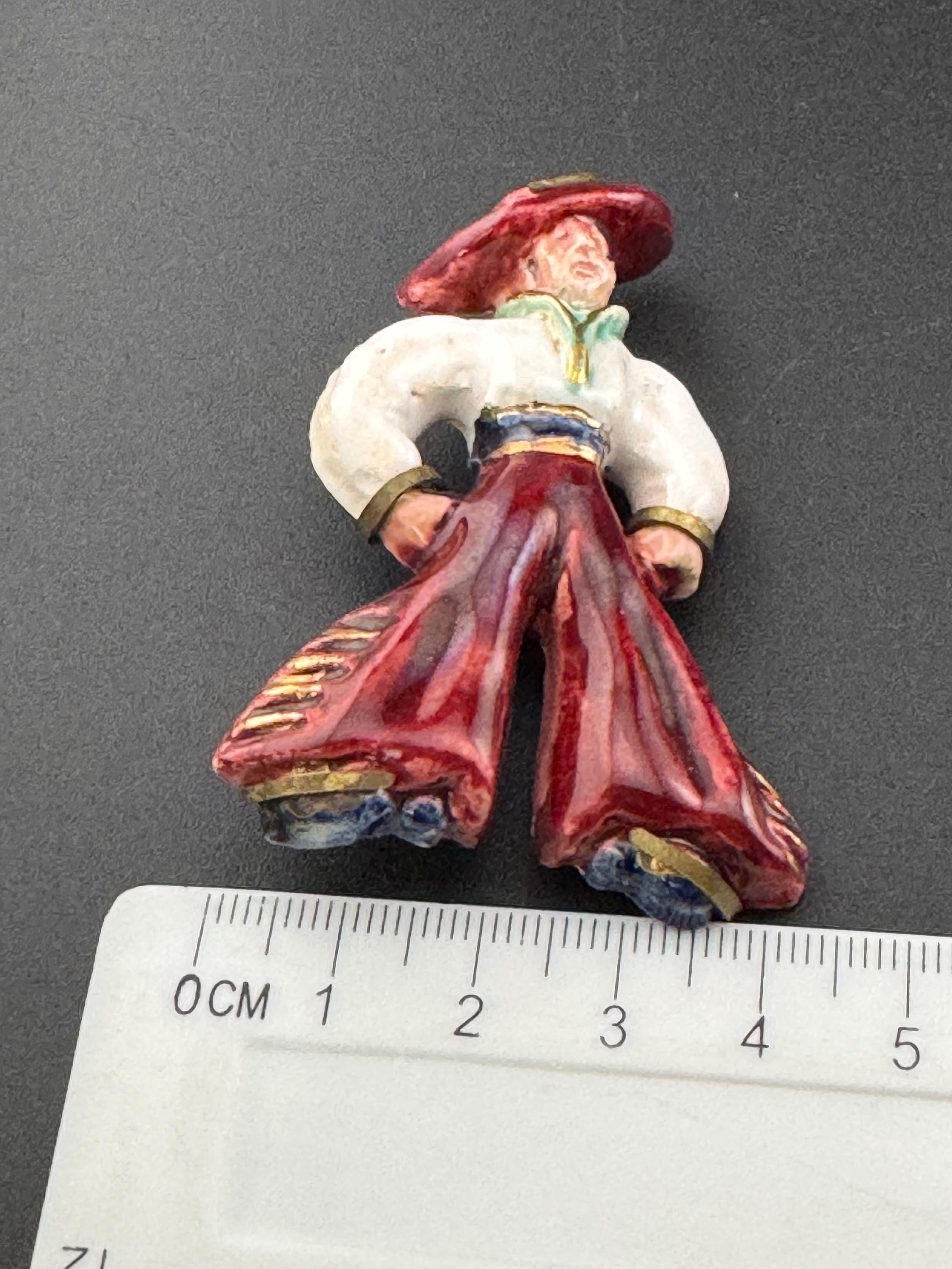 Vintage large ceramic Spanish man brooch super kitsch