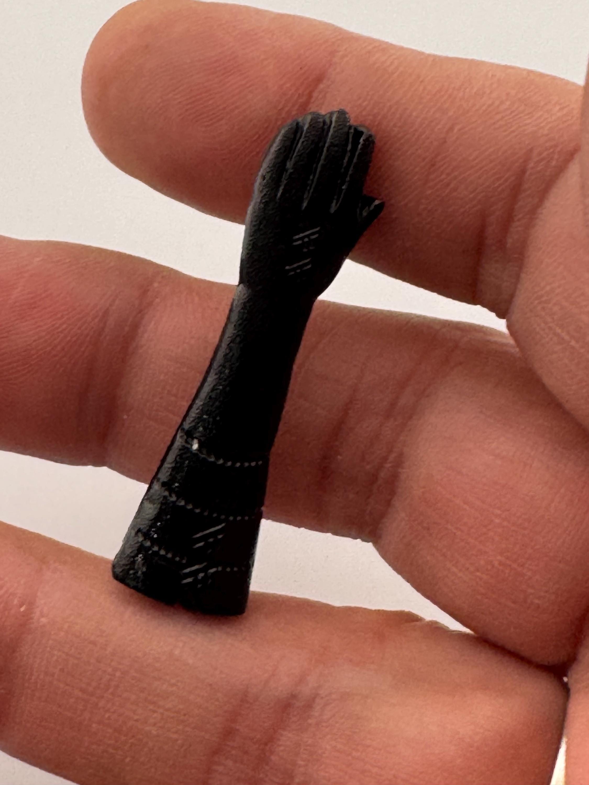 antique Czech figa hand brooch in black moulded glass