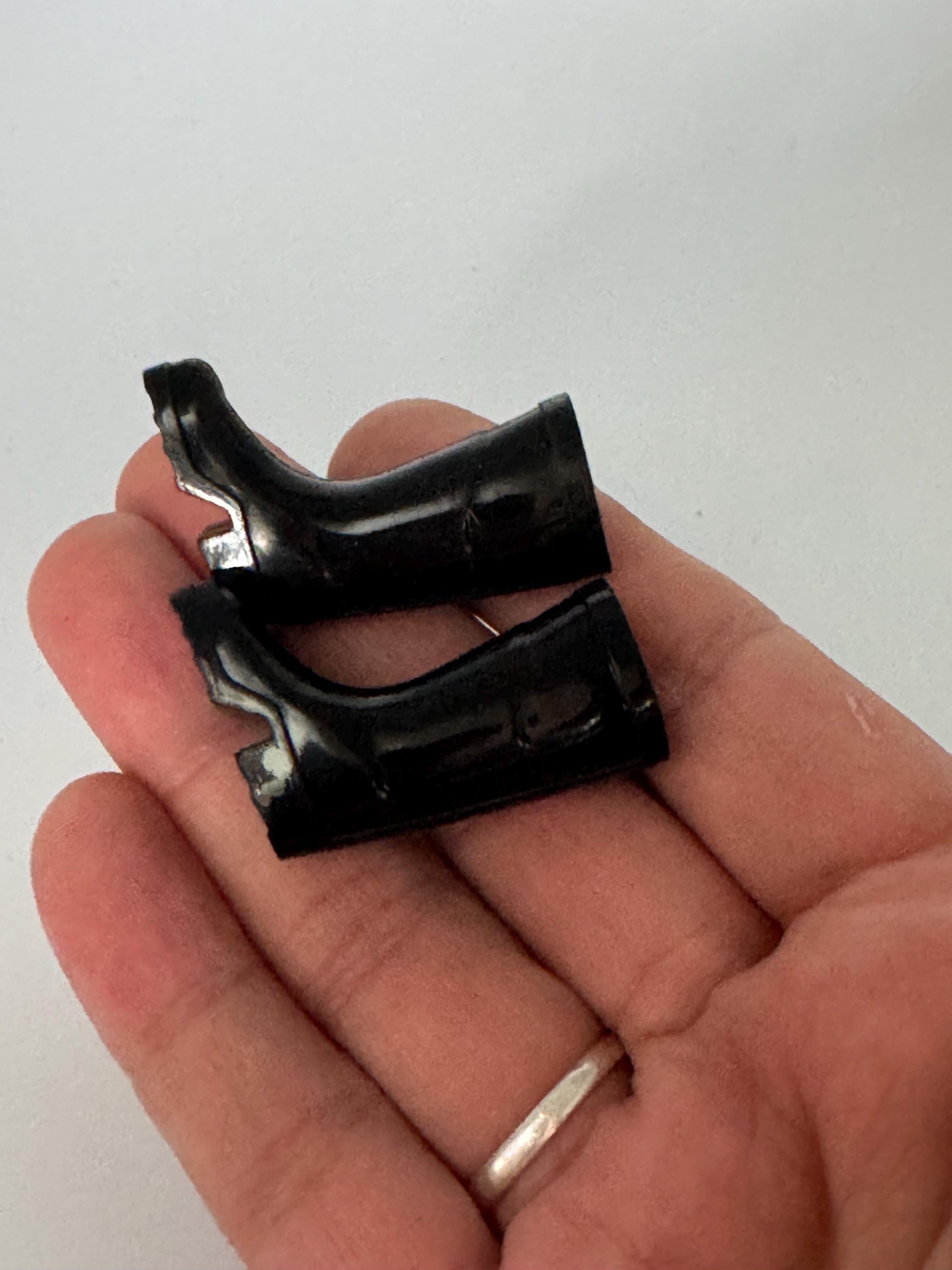 Miniature pair of black plastic wellington boots wellies gardener cake topper decoration scenery dolls