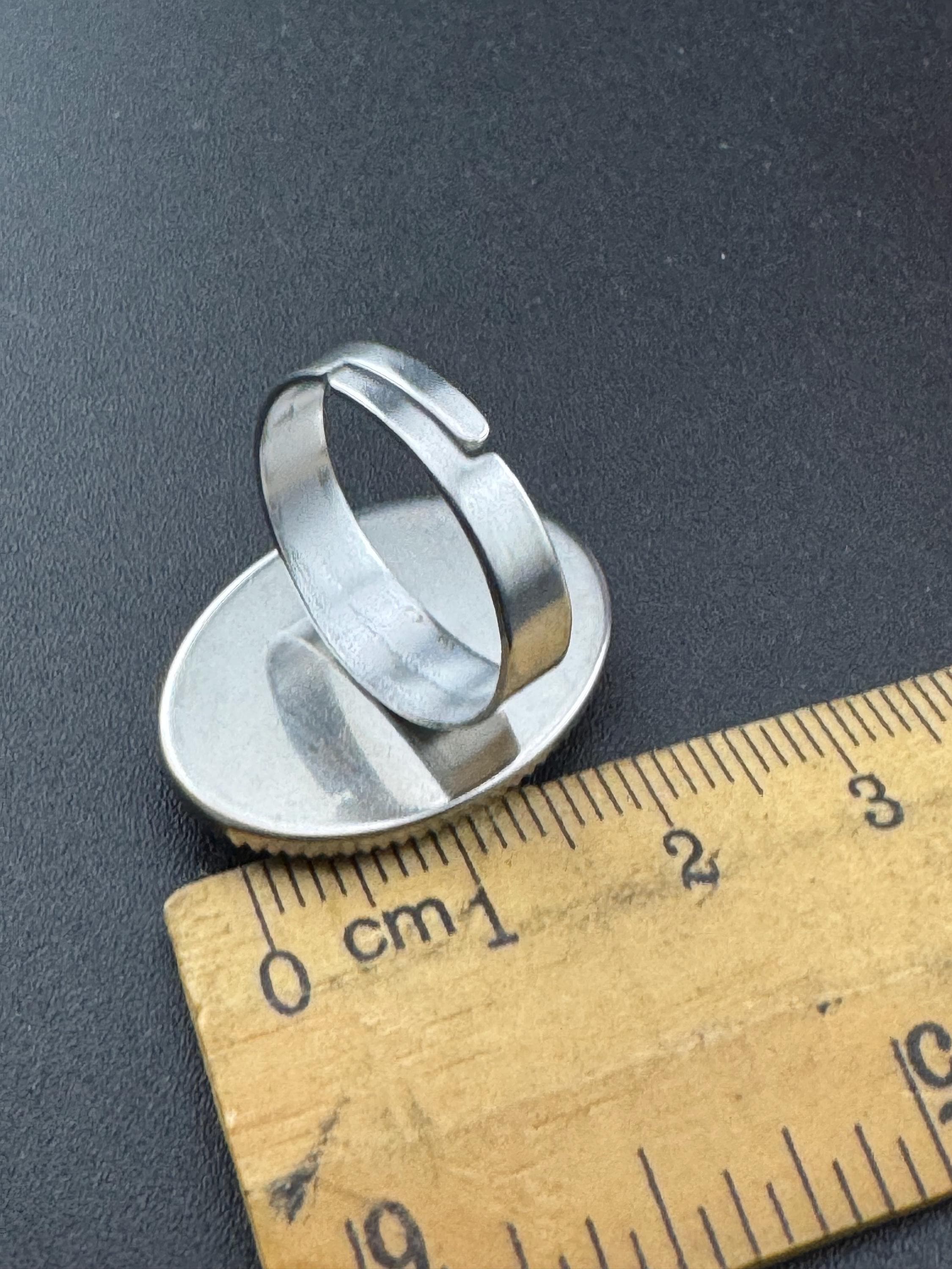 Antique style Black resin cameo lady ring adjustable non tarnish stainless steel