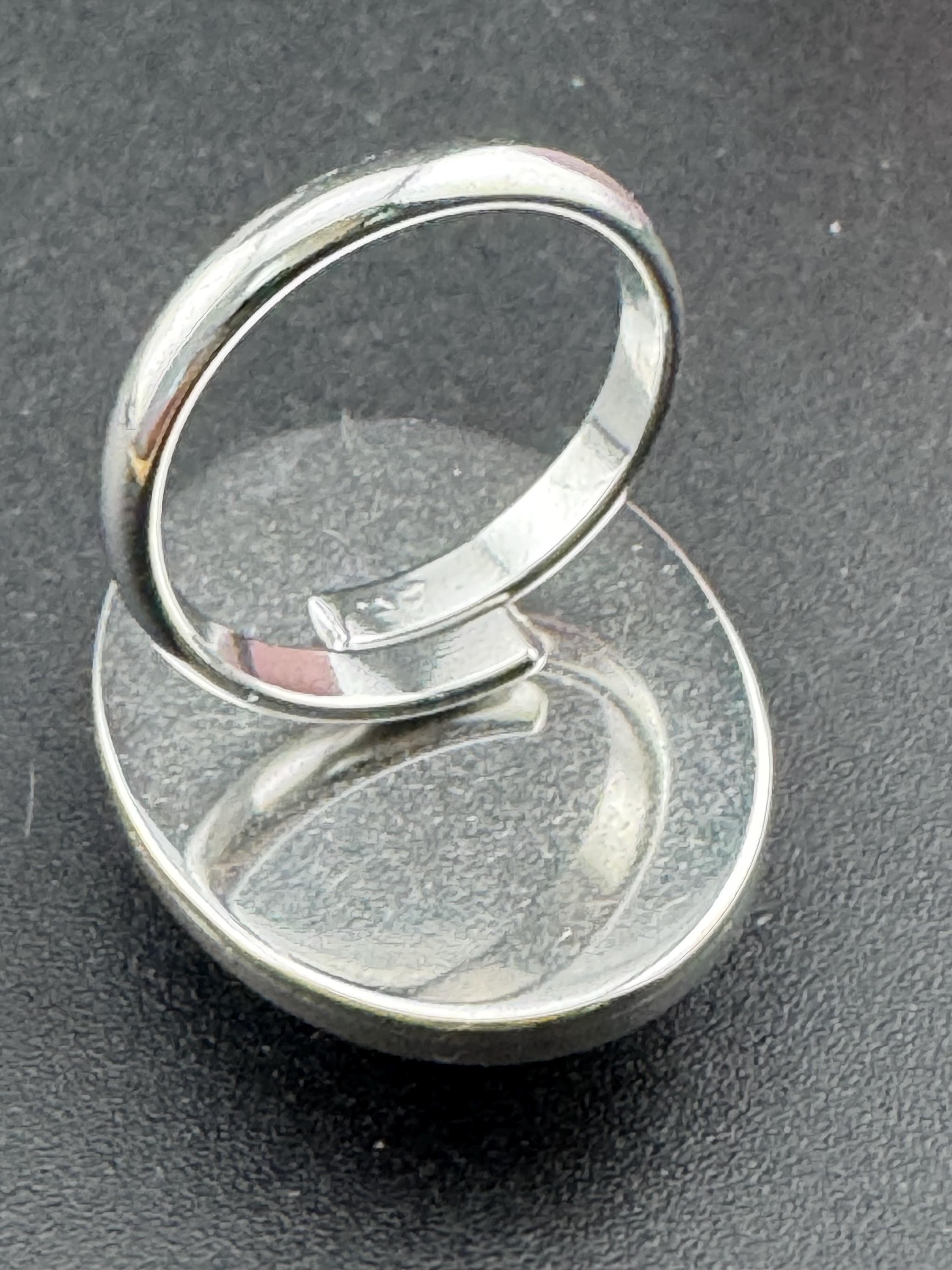 Oversized Oval Tigers Eye Ring: Adjustable Stainless Steel
