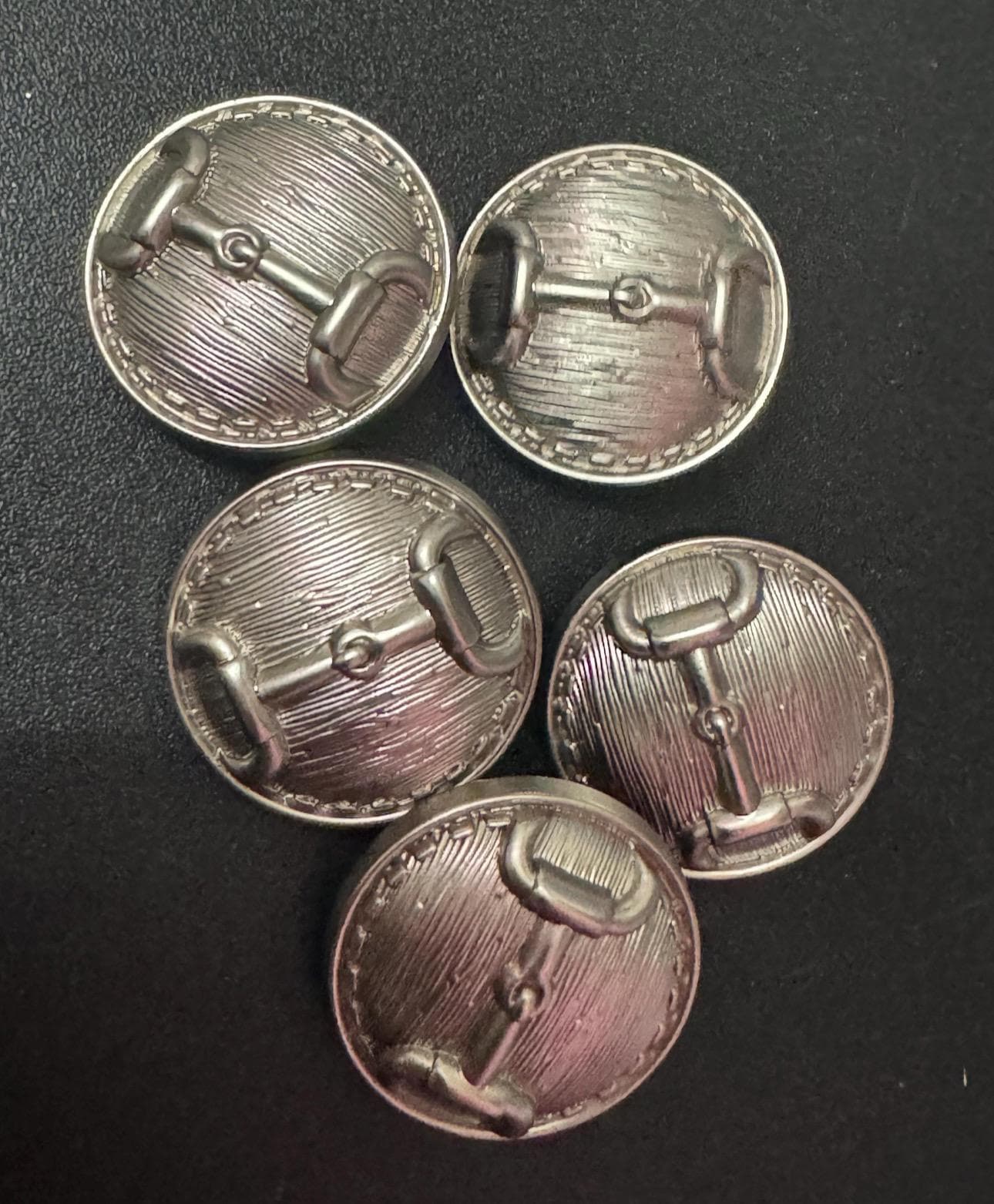 18mm Gold metal snaffle horse bit buttons, domed Set of 5