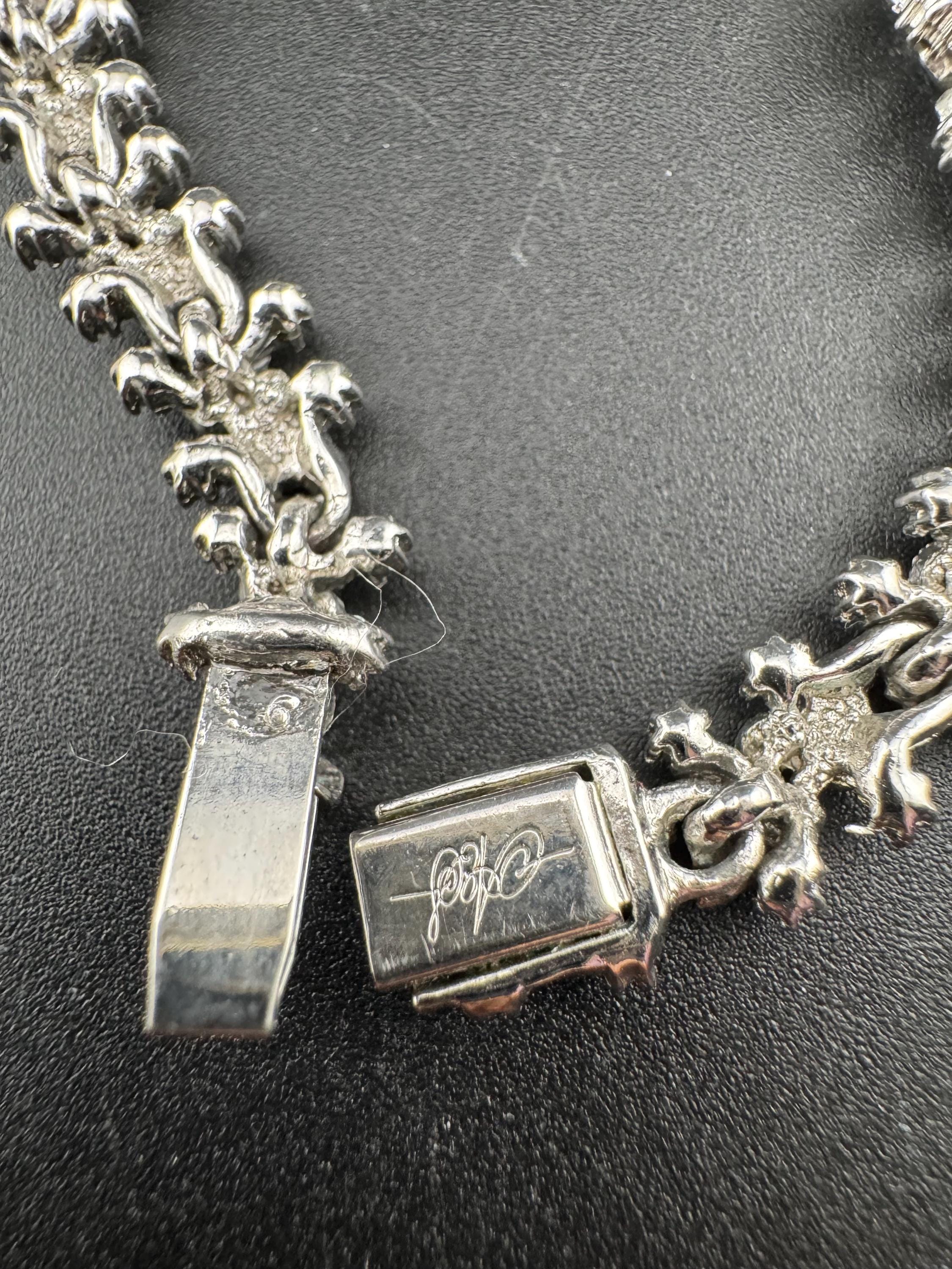Petite fit Signed early A&S Attwood and Sawyer clear rhinestone collar crystal necklace silver tone 38cm