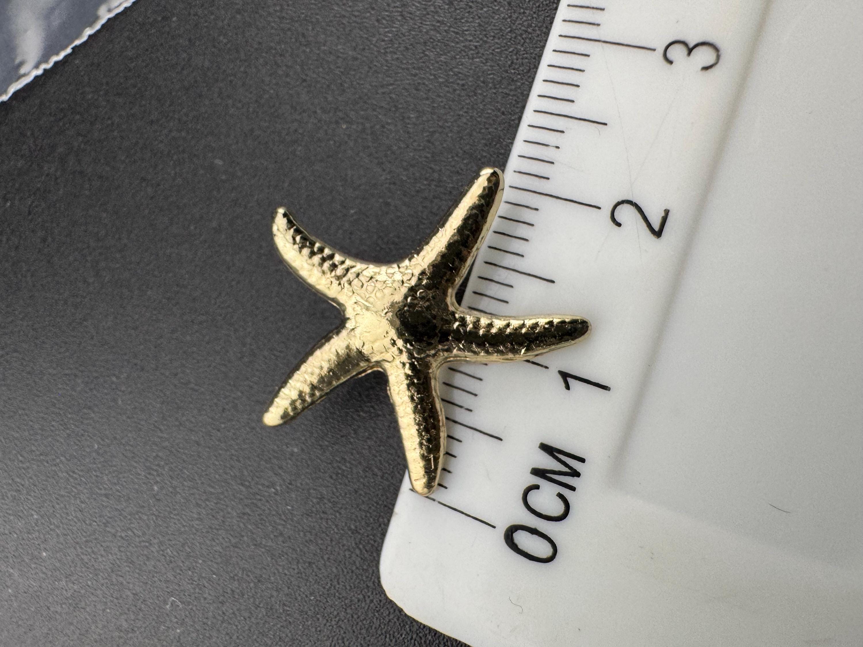 Pack of 6 pieces 20mm gold tone starfish buttons with metal shank nautical style
