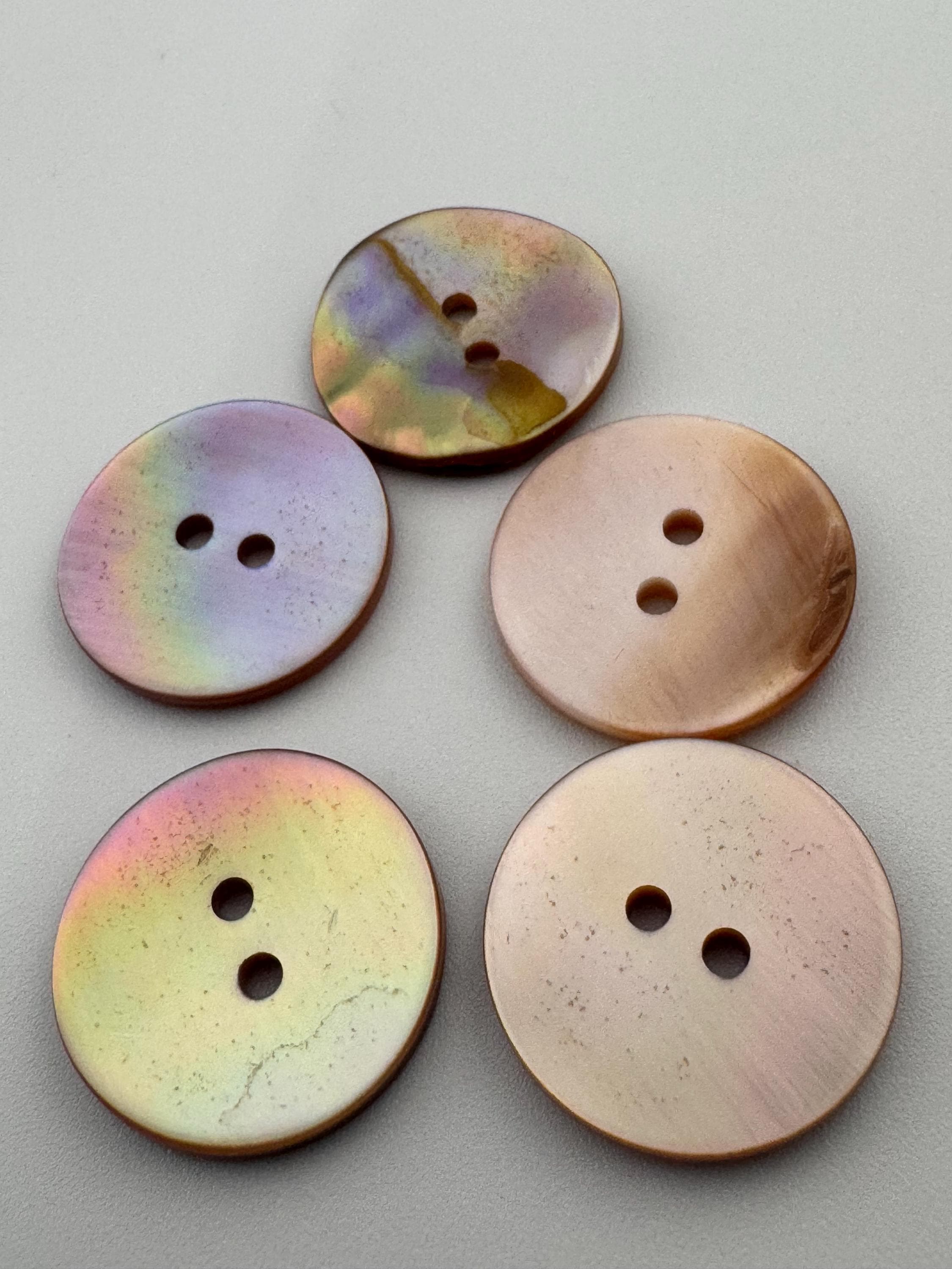 Pink Mother of Pearl Buttons: 20mm Round MOP, Set of 5