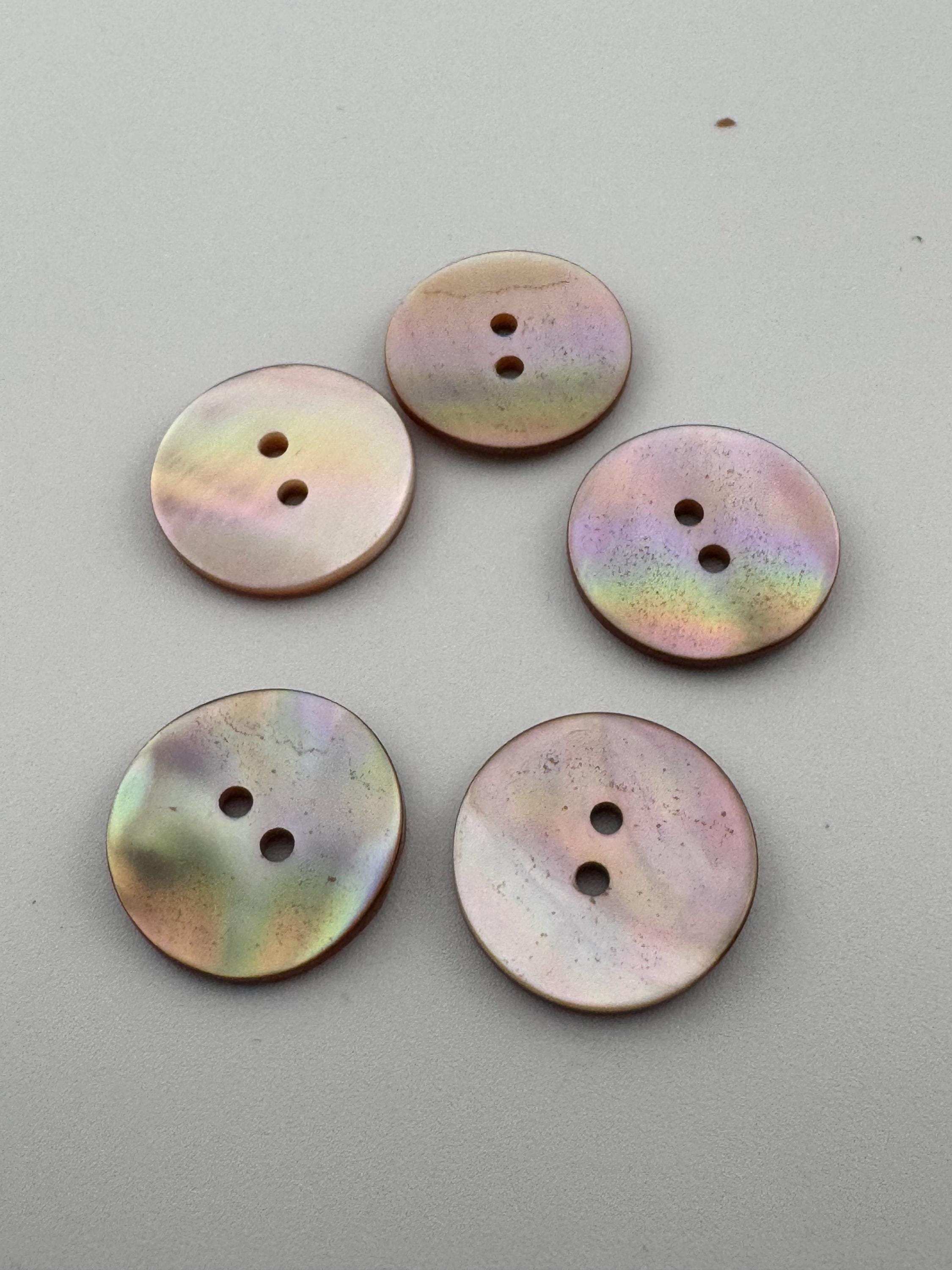Pink Mother of Pearl Buttons: 20mm Round MOP, Set of 5