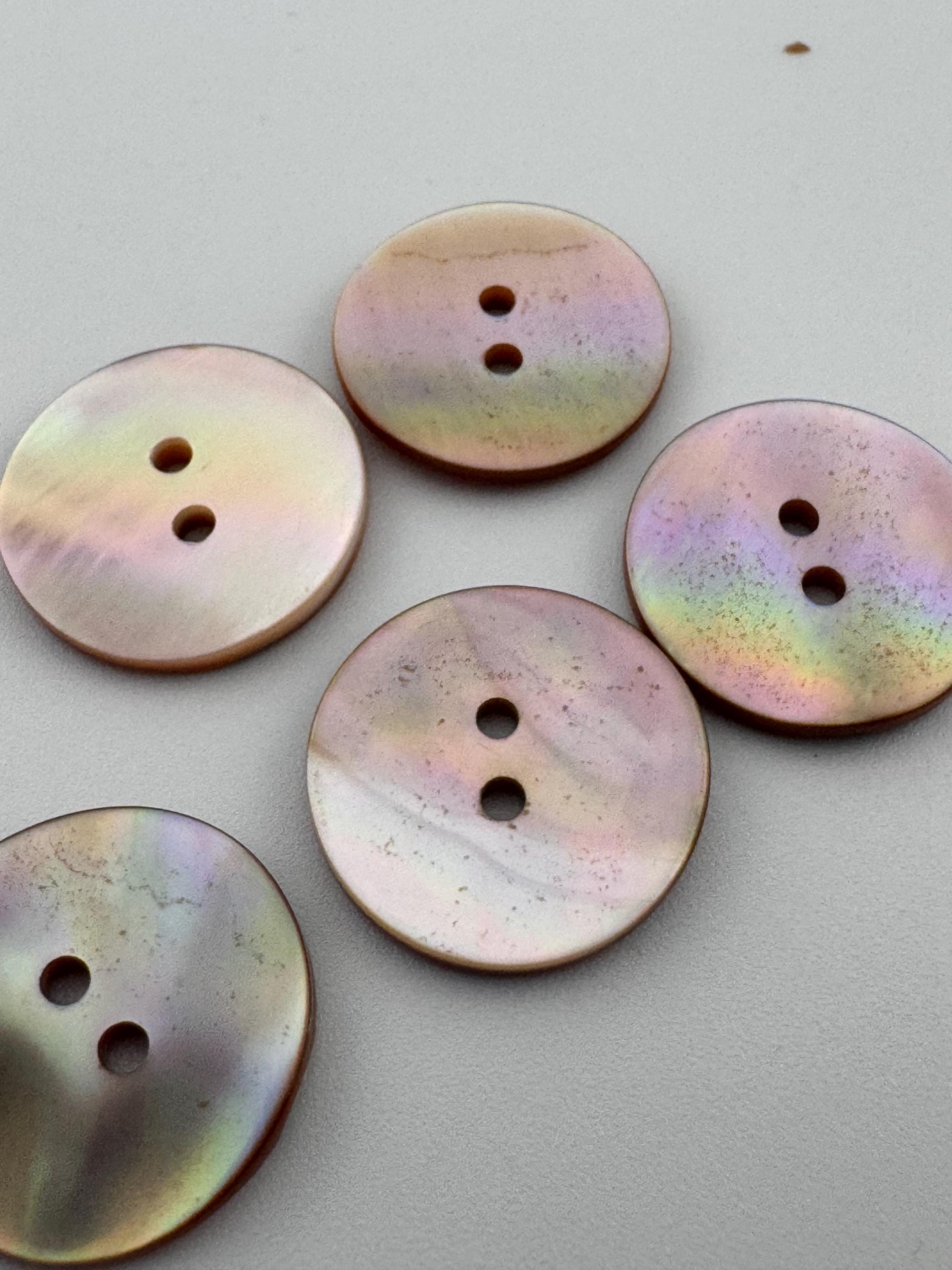 Pink Mother of Pearl Buttons: 20mm Round MOP, Set of 5