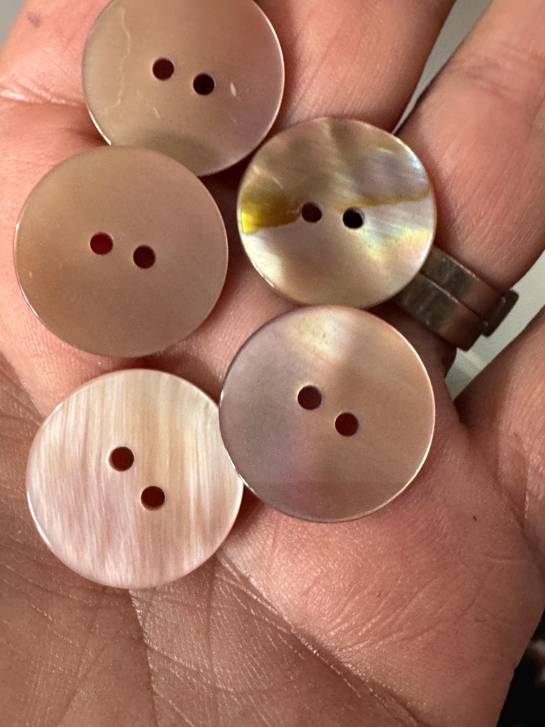 Pink Mother of Pearl Buttons: 20mm Round MOP, Set of 5