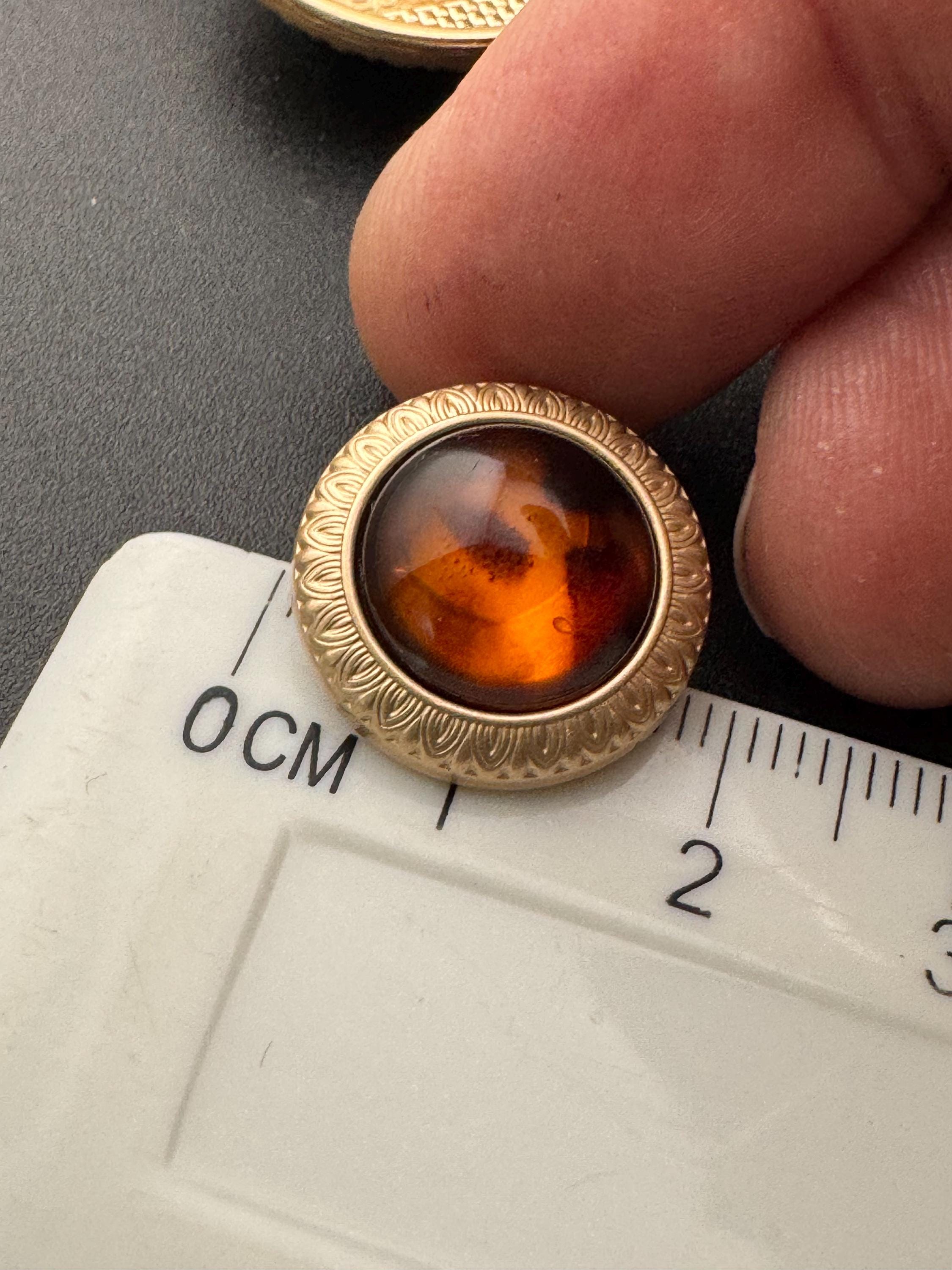 Leopard Print gold Buttons, Amber Brown Acrylic Metal (5 pack)