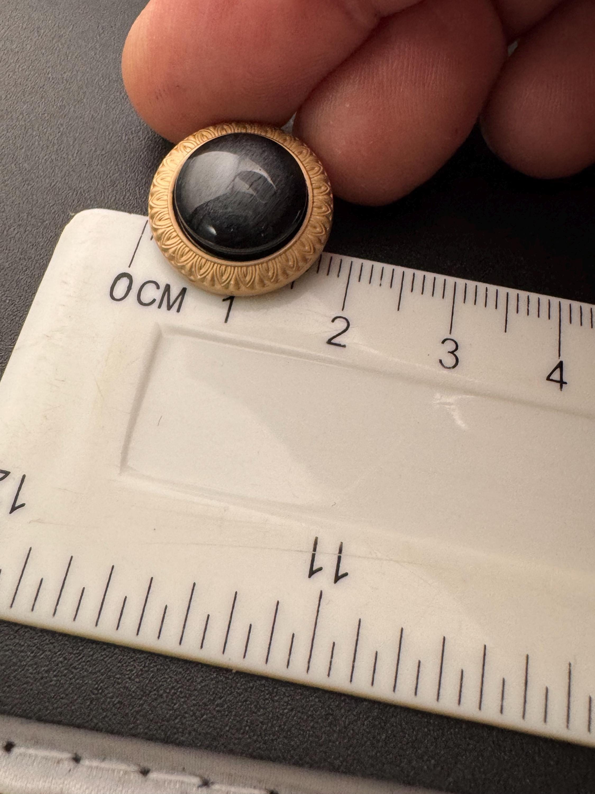 5 Dark Slate Grey Buttons: Gold Metal Shank, Acrylic Domed (18mm/25mm)