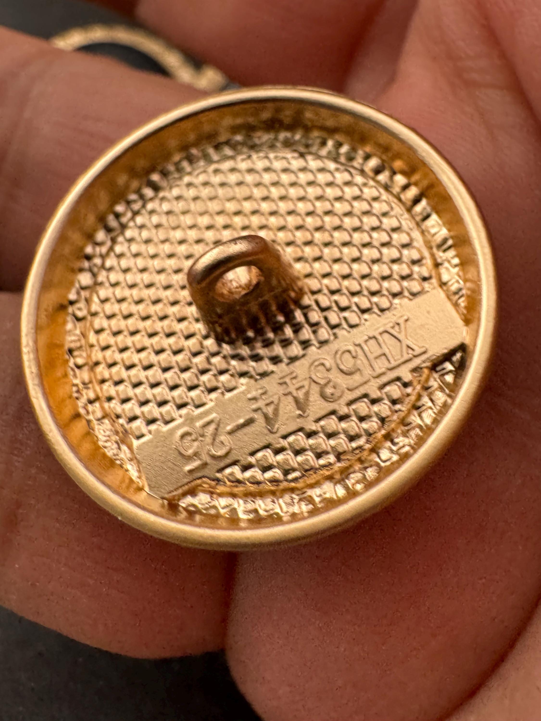 5 Dark Slate Grey Buttons: Gold Metal Shank, Acrylic Domed (18mm/25mm)