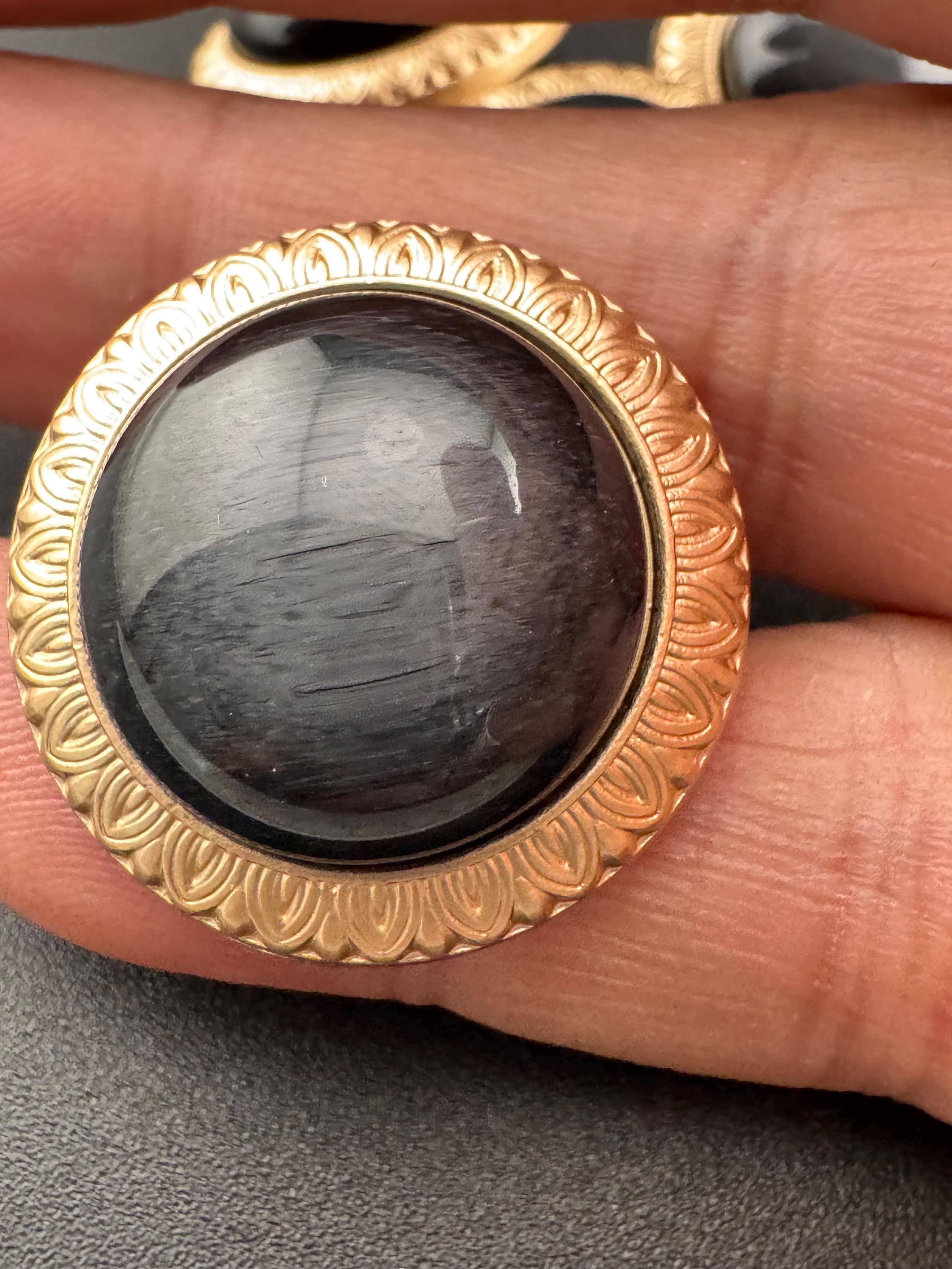 5 Dark Slate Grey Buttons: Gold Metal Shank, Acrylic Domed (18mm/25mm)